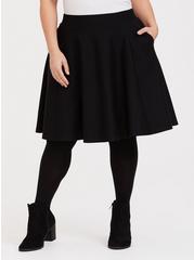 Plus Size Mini Studio Luxe Ponte A-Line Skirt, DEEP BLACK, hi-res