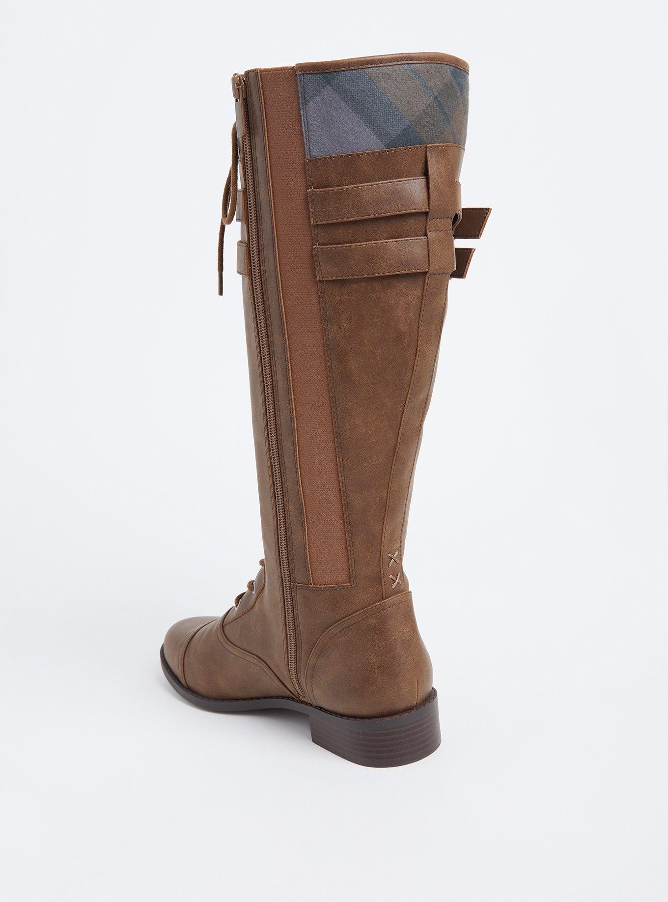 Plus Size - Outlander Thistle Logo Plaid Knee-High Lace-Up