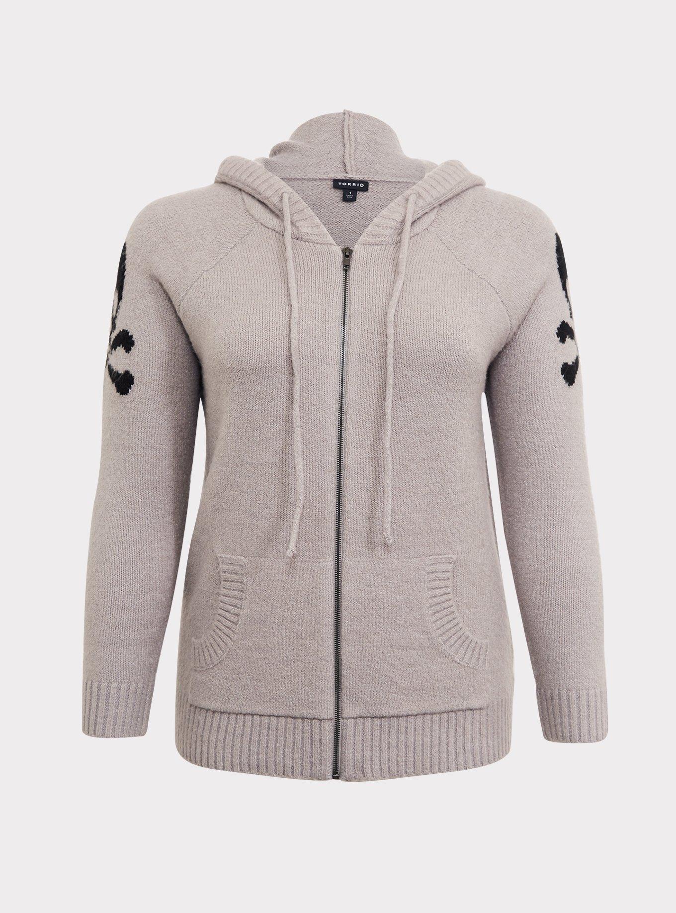 Plus Size - Grey Skull & Bones Zip Hoodie - Torrid