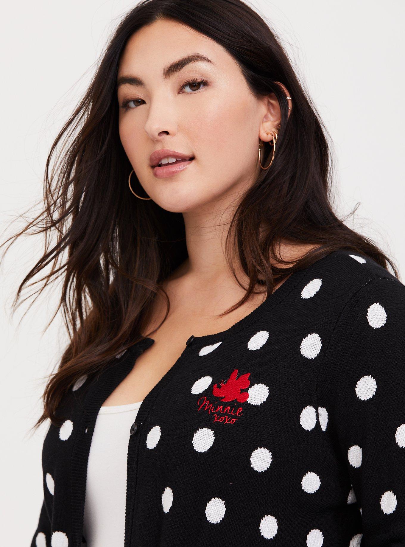 Plus Size Disney Minnie Mouse Polka Dot Button Front Cardigan Torrid