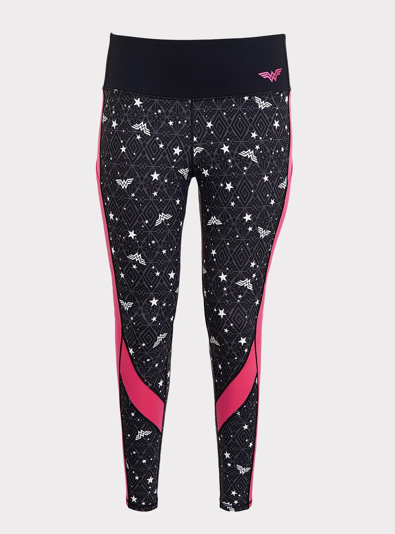 Plus Size Breast Cancer Awareness DC Comics Wonder Woman Pink Crop Wicking Active Legging with Pockets Torrid