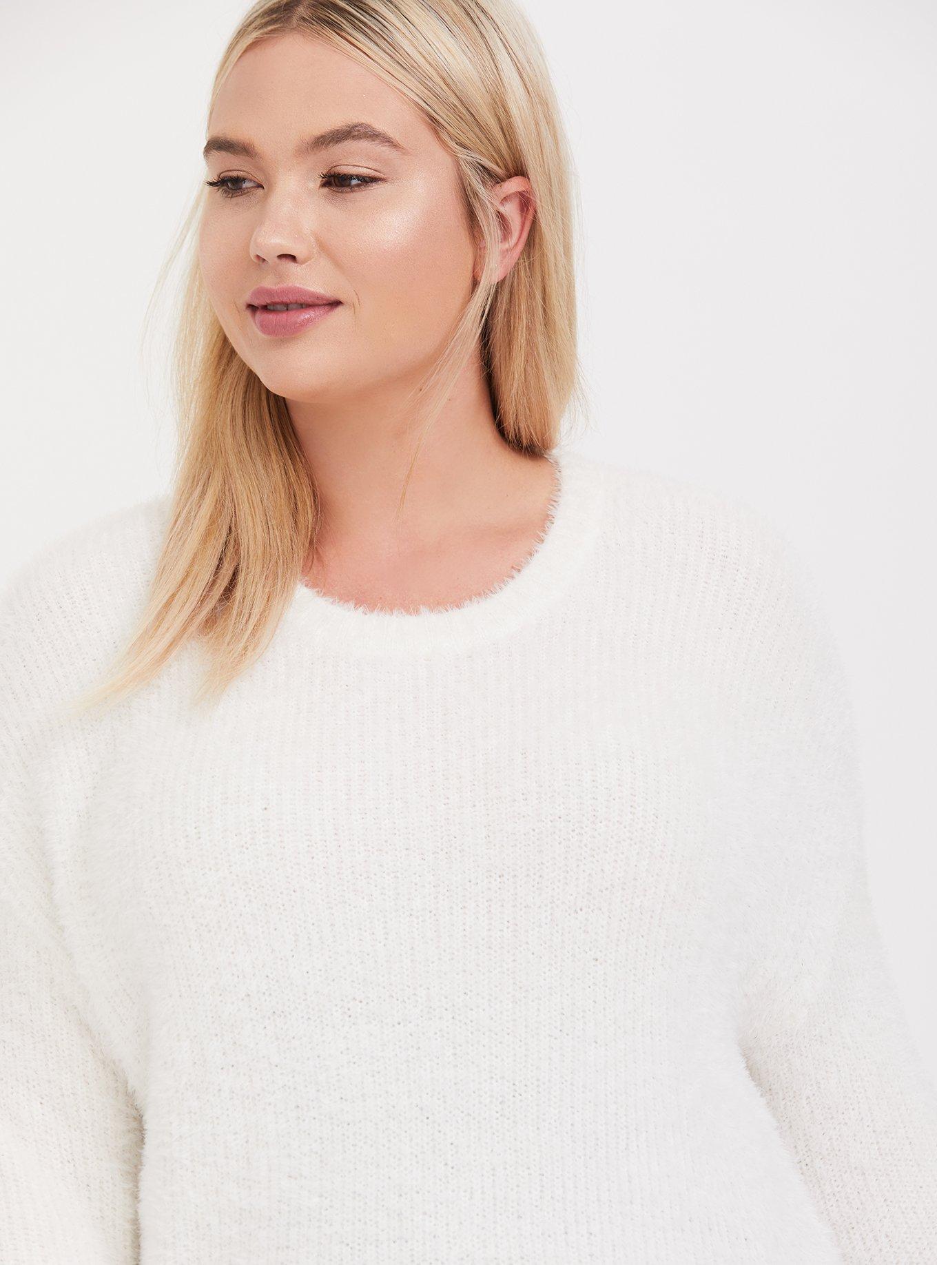 Ivory fuzzy sweater best sale