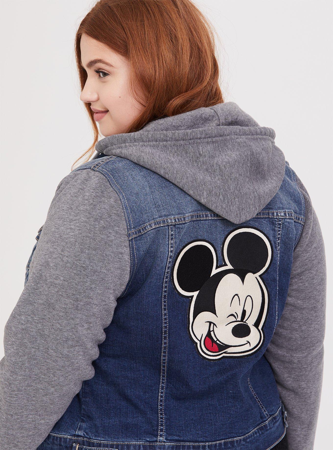 Plus Size - Disney Mickey Mouse Hooded Denim Trucker Jacket - Torrid
