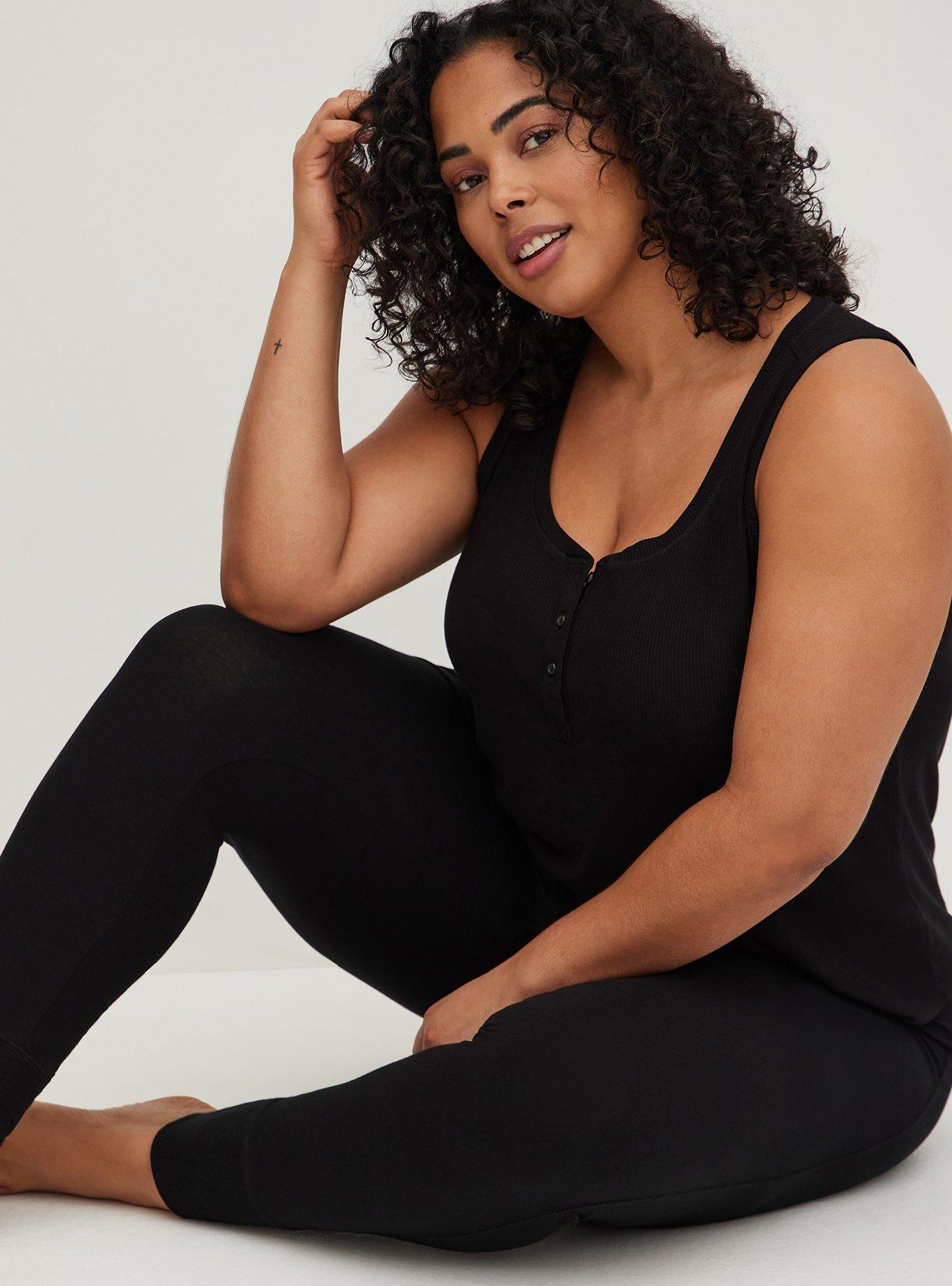 Plus Size Foxy Full-Length Sleep Legging, DEEP BLACK, alternate