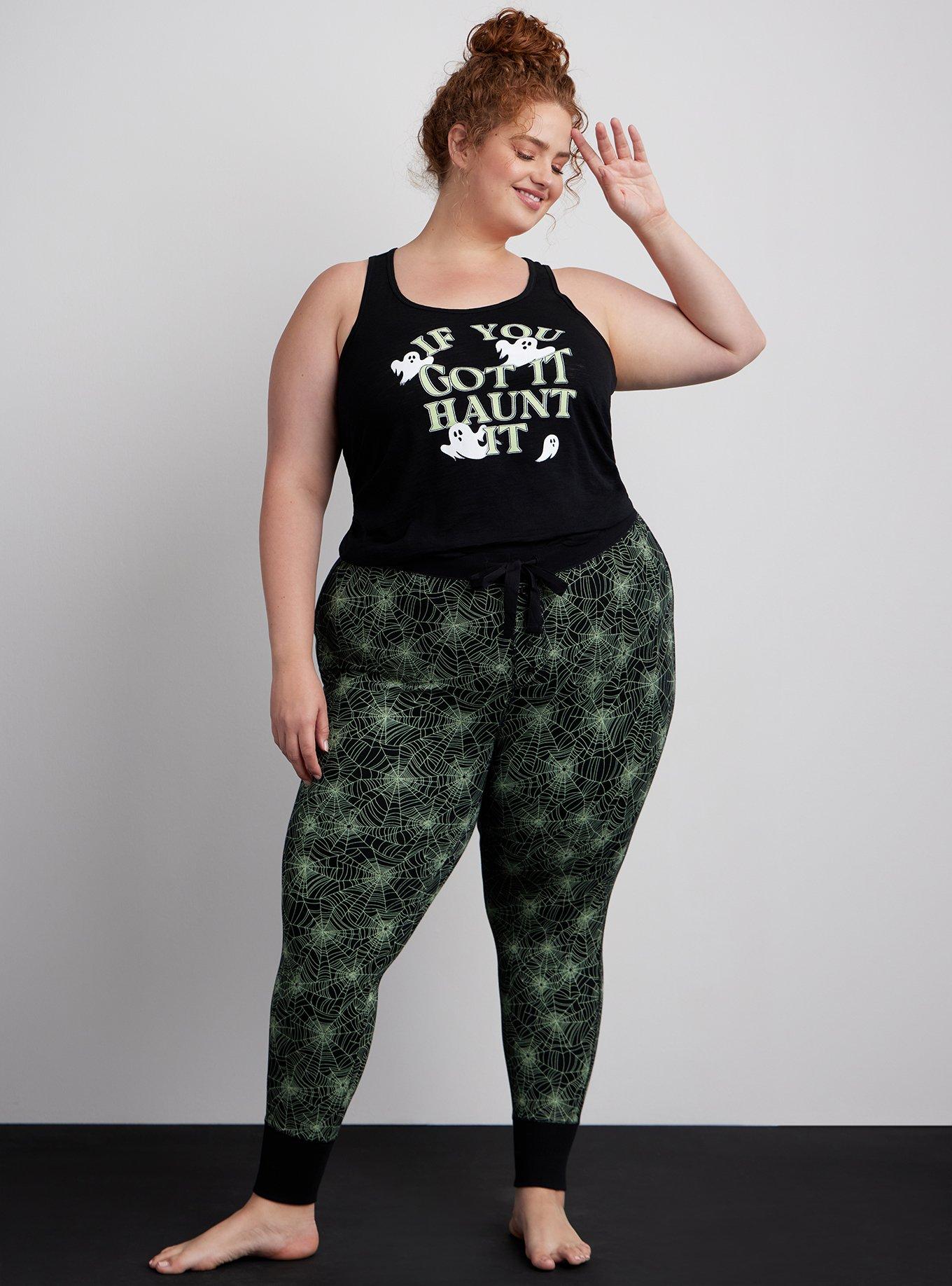 Foxy Full-Length Sleep Legging, DISTRESSED SPIDERWEBS BLACK, hi-res