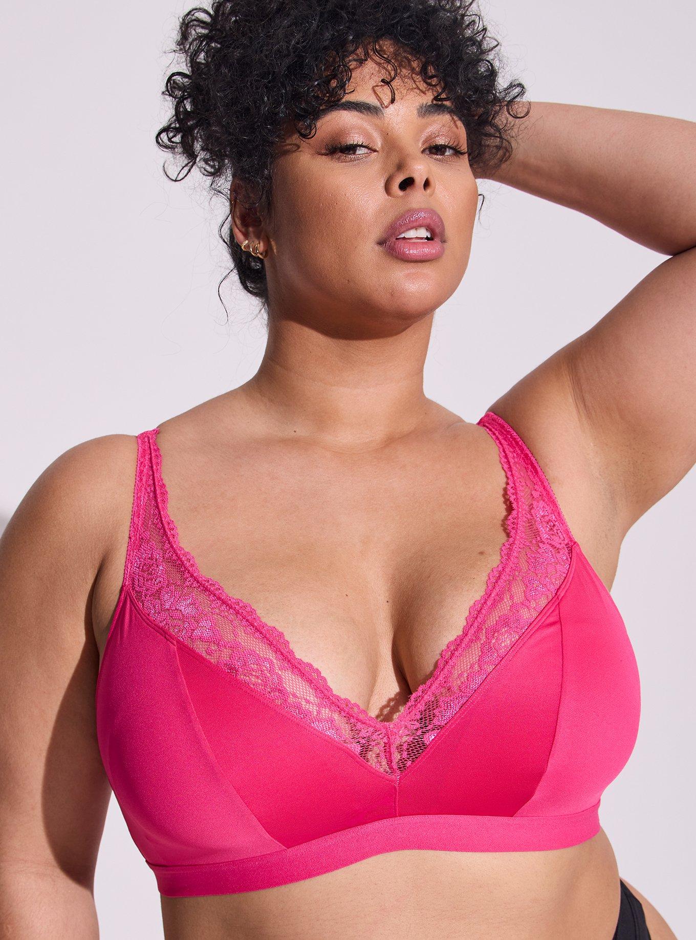 Plus Size - Unlined Microfiber With Lace Trim Printed Bralette - Torrid