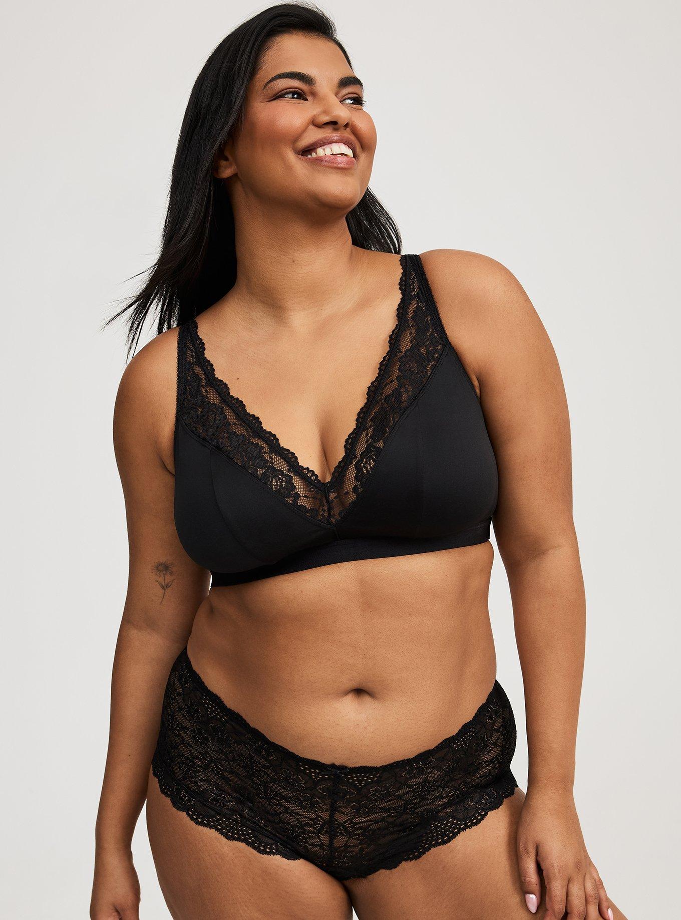 Plus Size - Unlined Microfiber And Lace Bralette - Torrid