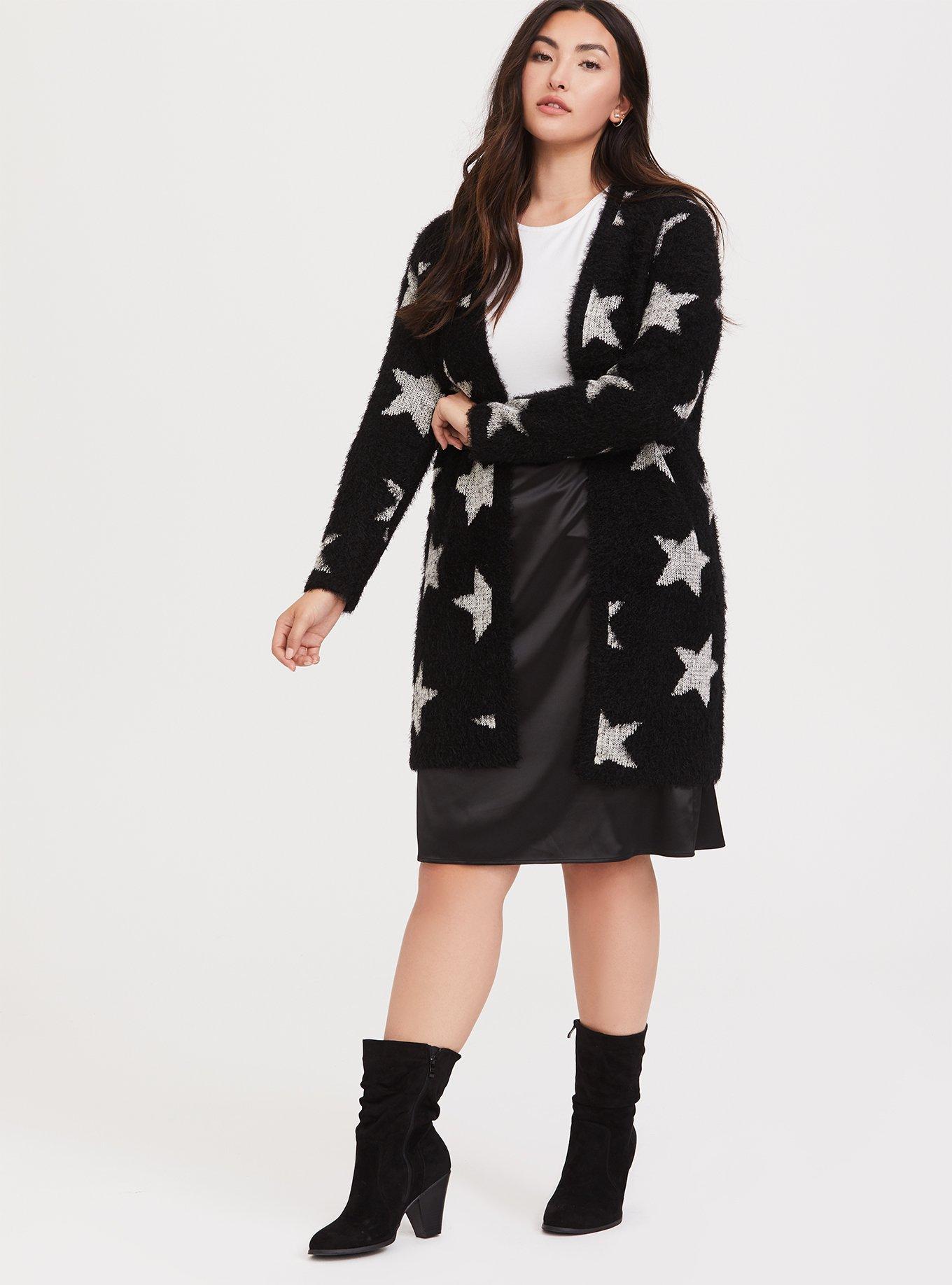 Plus Size Black Star Sweater Coat Torrid