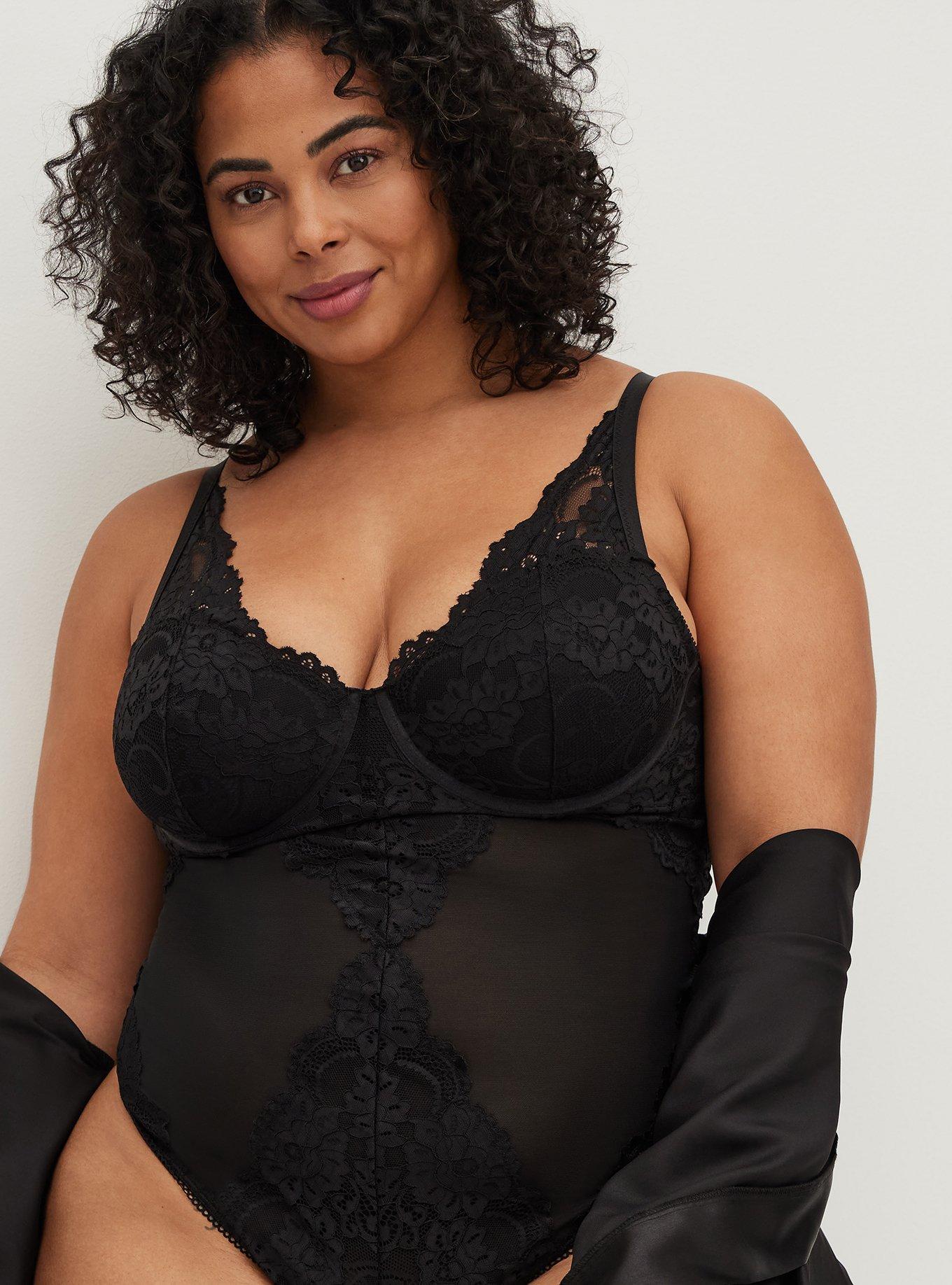 Women's Sexy Shapewear Bottoms, Plus Size Lace Trim Hook & Eye Snap Crotch  Tummy Control Body Shaper