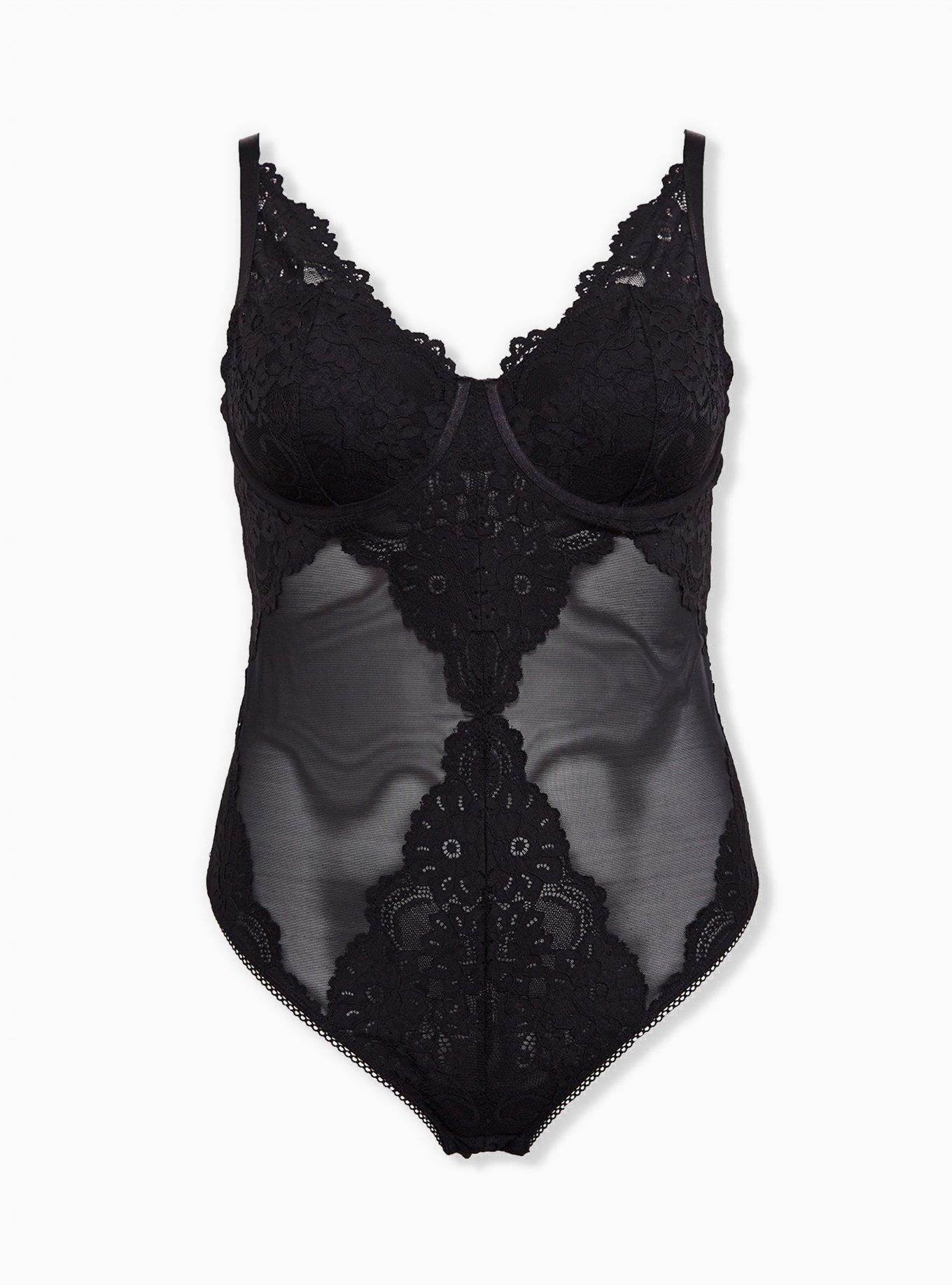 torrid, Intimates & Sleepwear, Torrid Black Lace Cutout Cage Underwire  Bodysuit