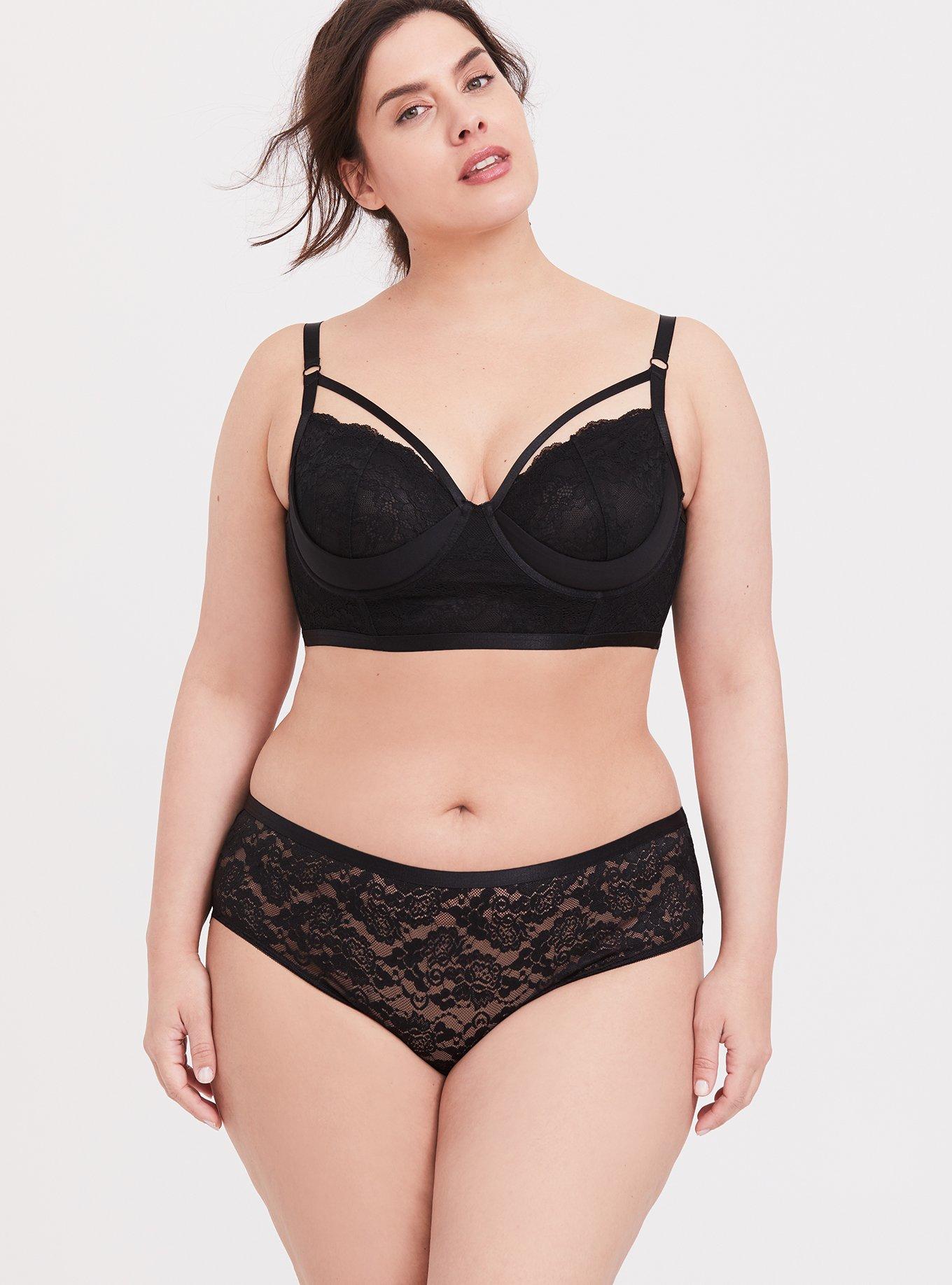 Plus Size Lace Boyshorts & Lace Hipster Panties Set Sexy Hipster