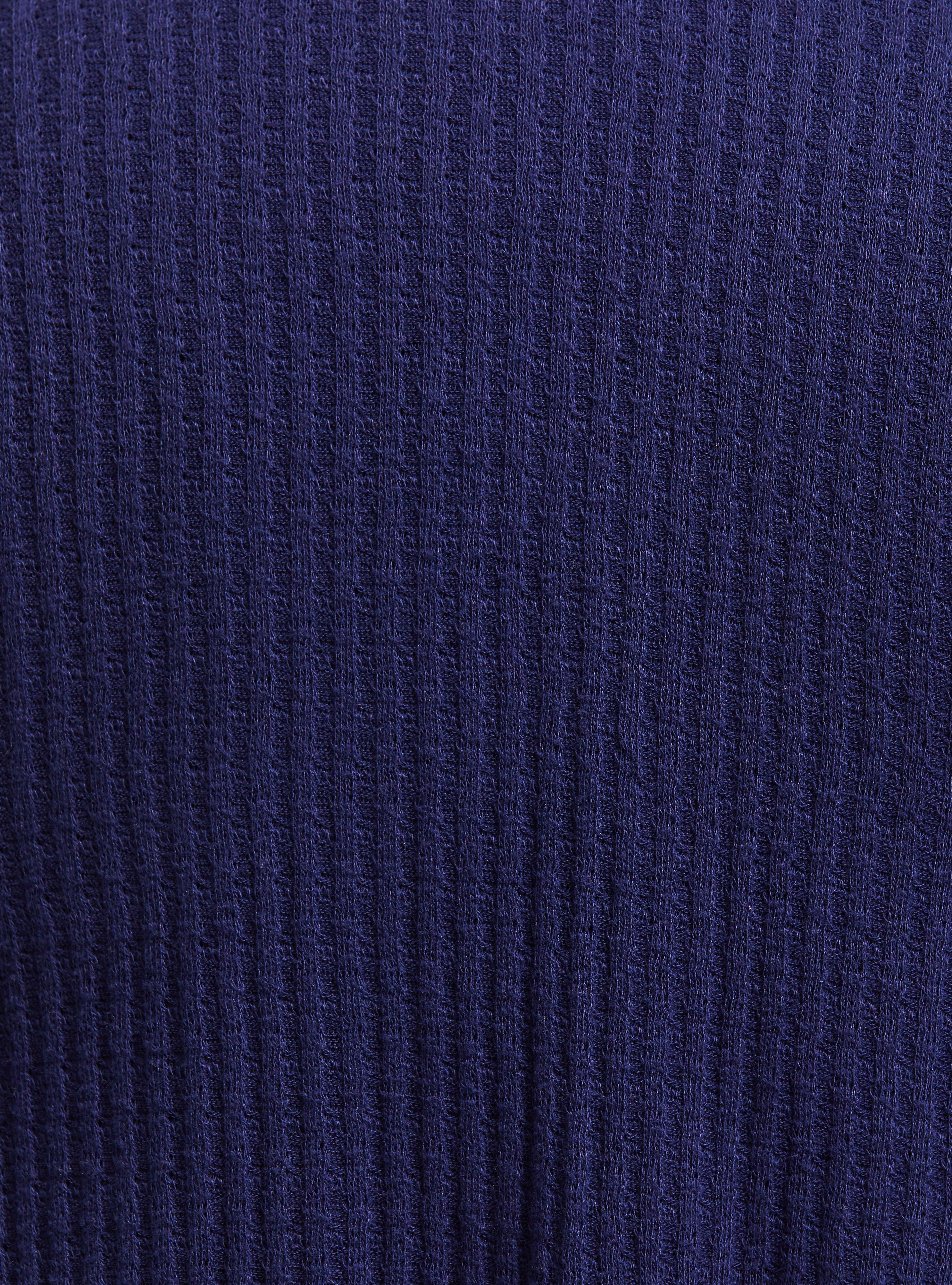 Plus Size Waffle V-Neck Long Sleeve Tee, PEACOAT, alternate