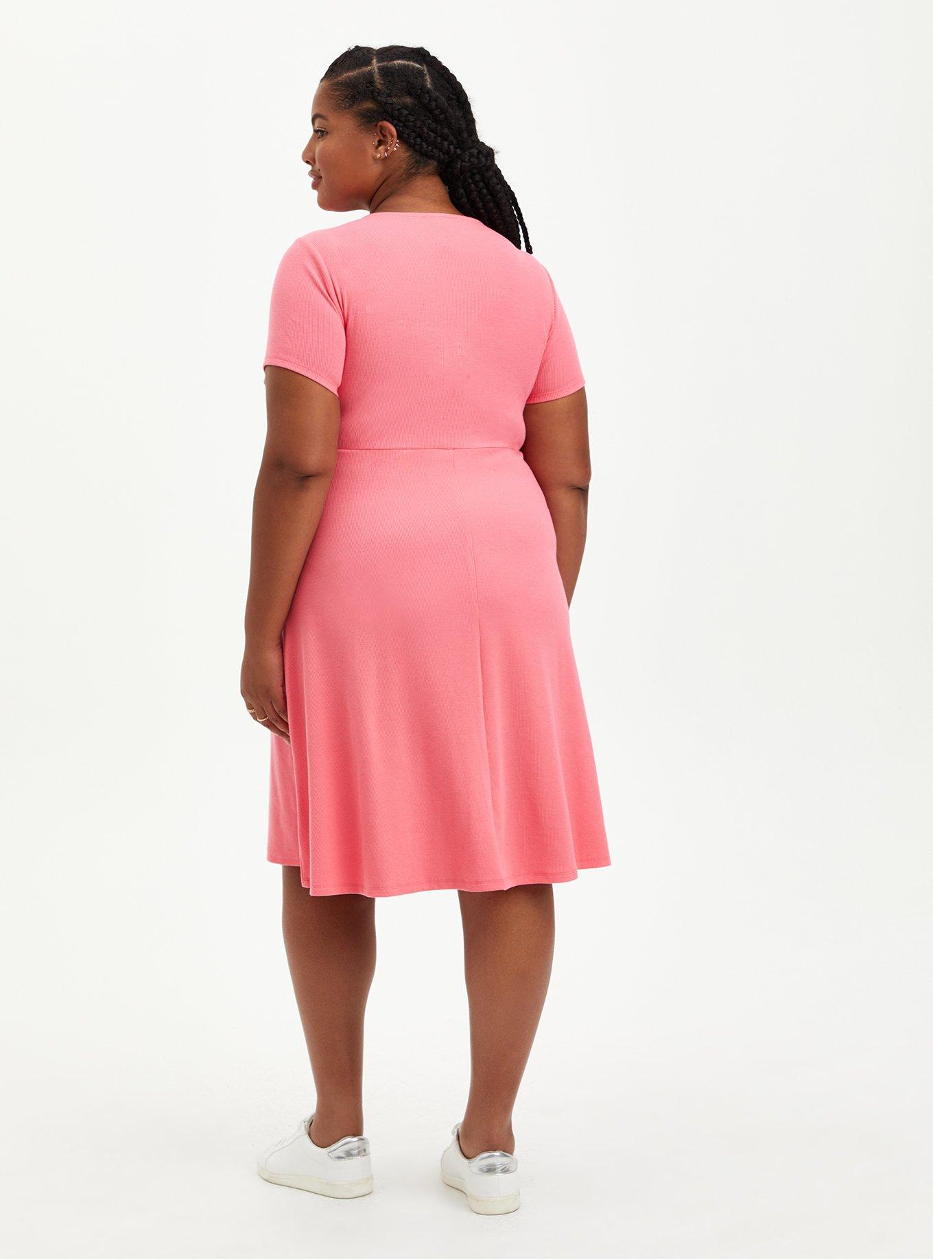 Plus Size Mini Rib Knit Twist Front Skater Dress Torrid