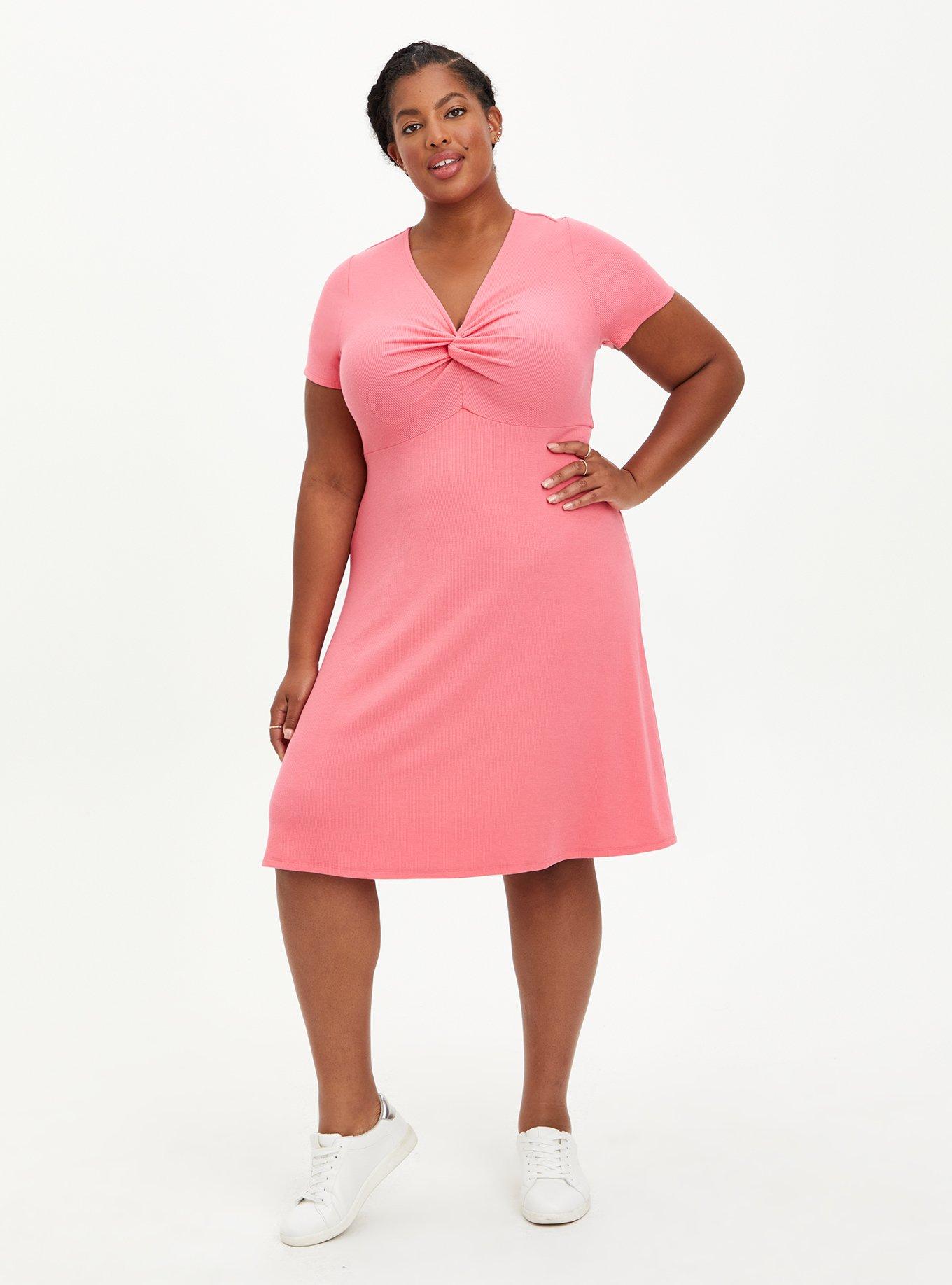 Plus Size - Mini Rib Knit Twist Front Skater Dress - Torrid