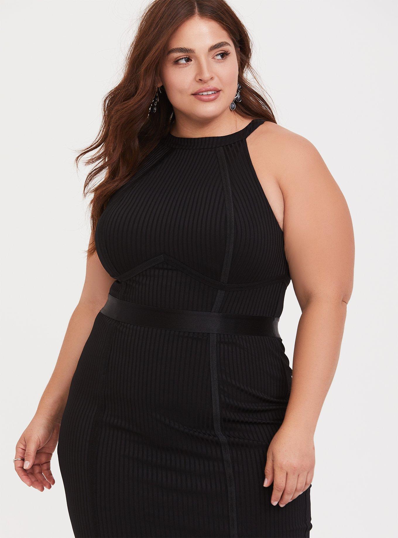 Plus Size - Black Jersey Halter Bodycon Dress - Torrid