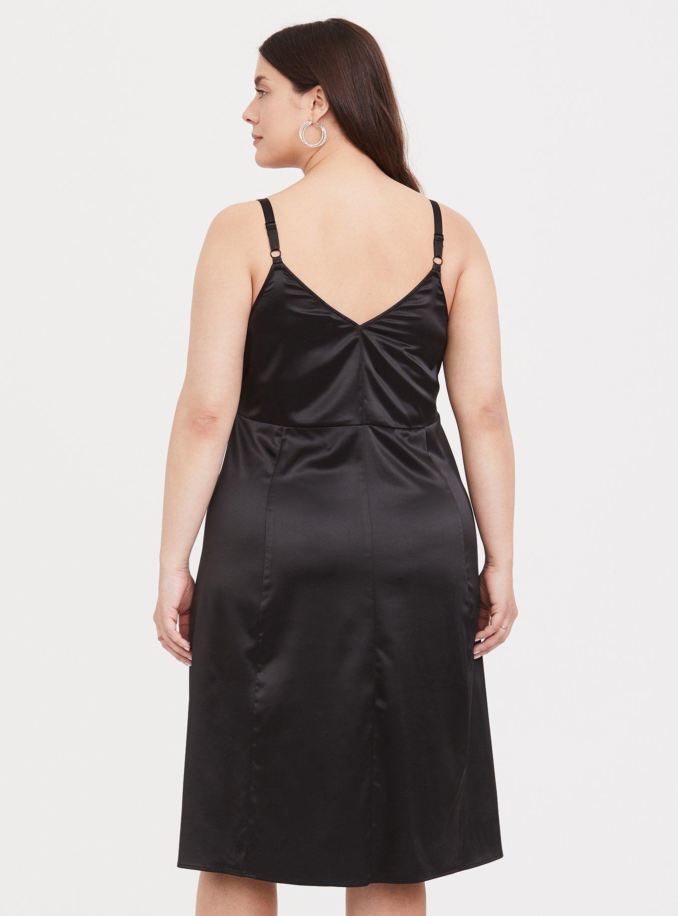 Midi Satin Slip Dress, DEEP BLACK, alternate