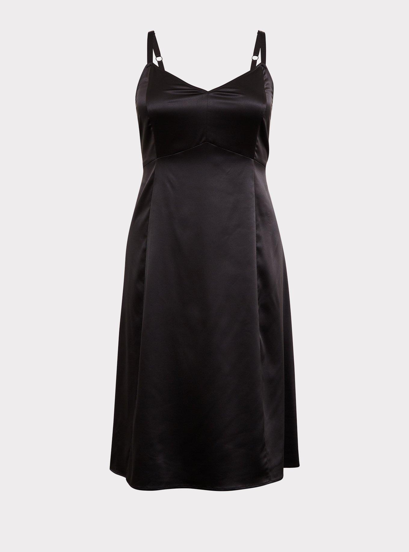 knee length dresses for ladies Satin Slip Midi Dress  Elegant V-Neck Spaghetti Strap Evening & Wedding  Guest Dress  Her Closet Mtl inc. / Boutique Chez Elle Mtl Inc