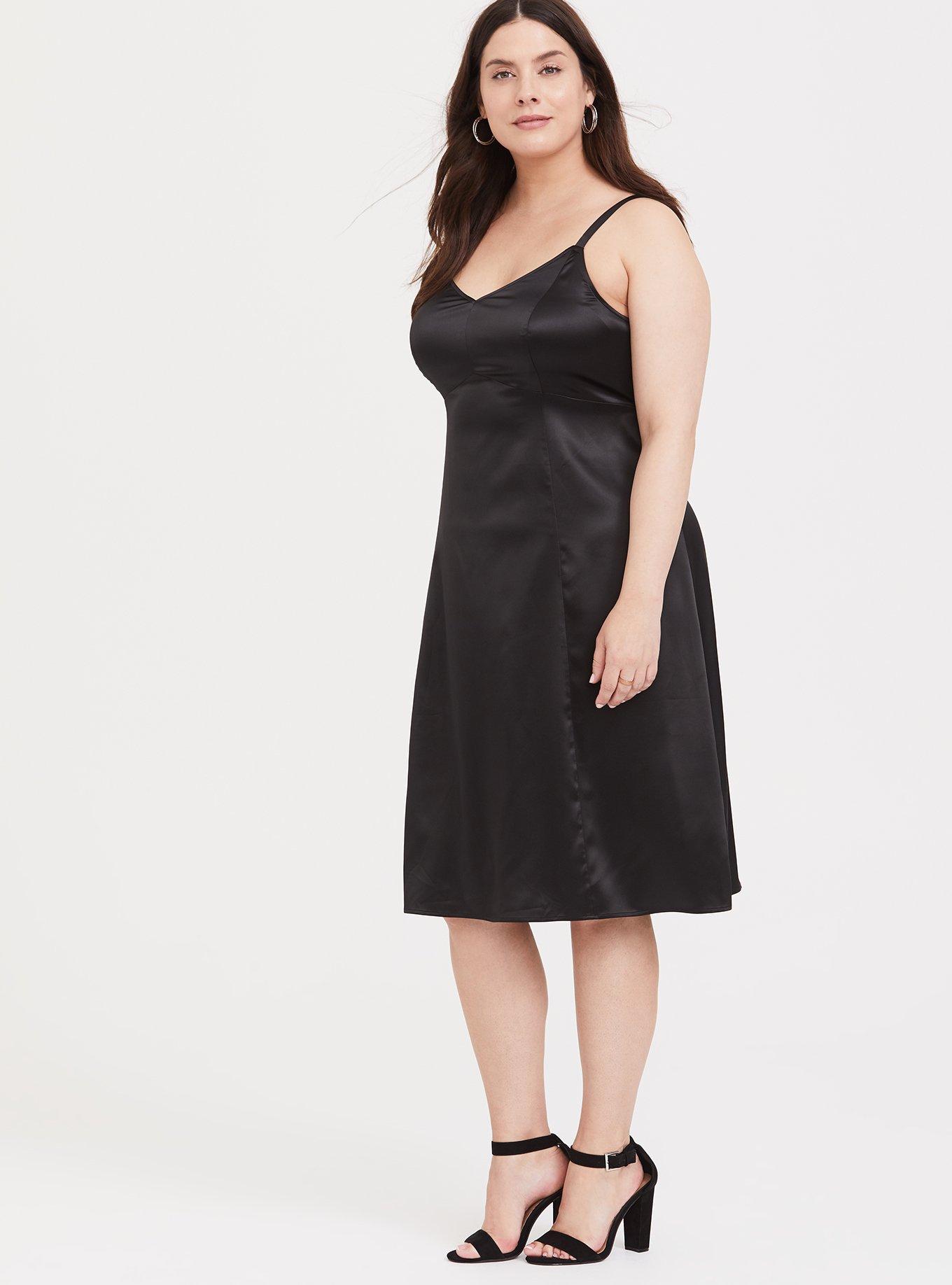 Plus size shop black slip dress