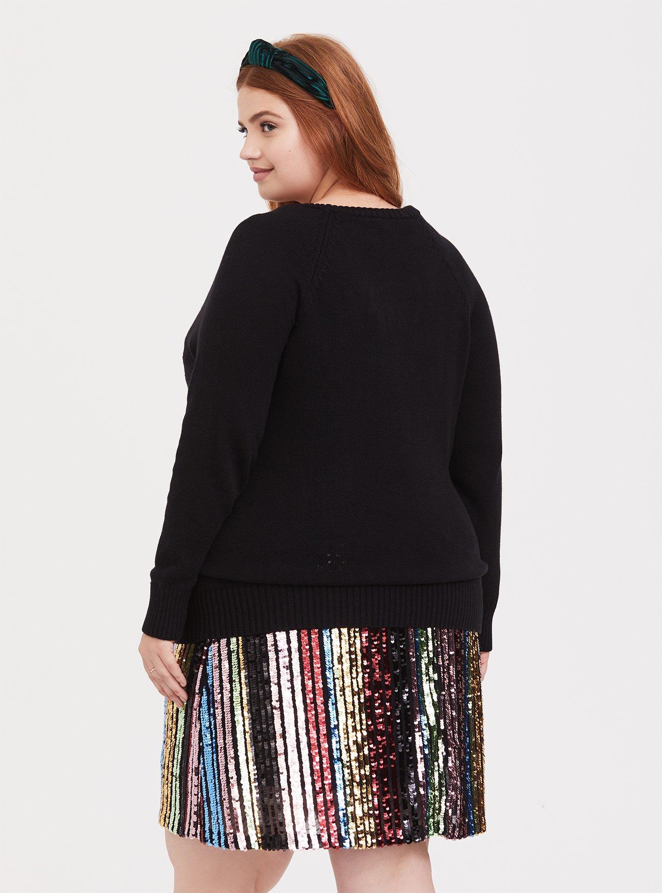 Disney Holiday Mickey Mouse Black Holiday Sweater, DEEP BLACK, alternate