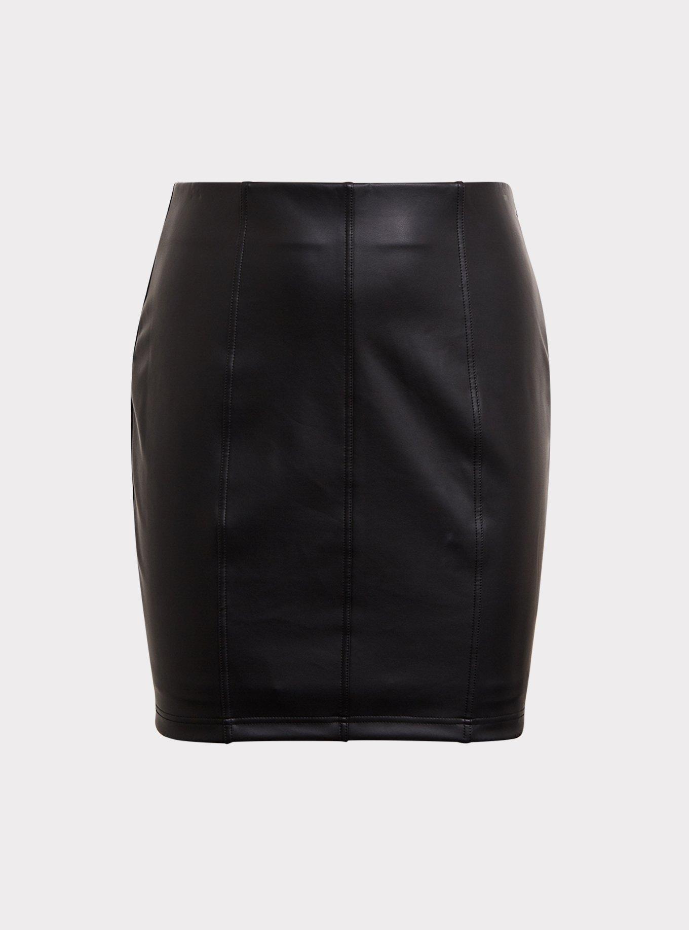 Plus Size - Black Coated Studio Luxe Ponte Skater Mini Skirt - Torrid