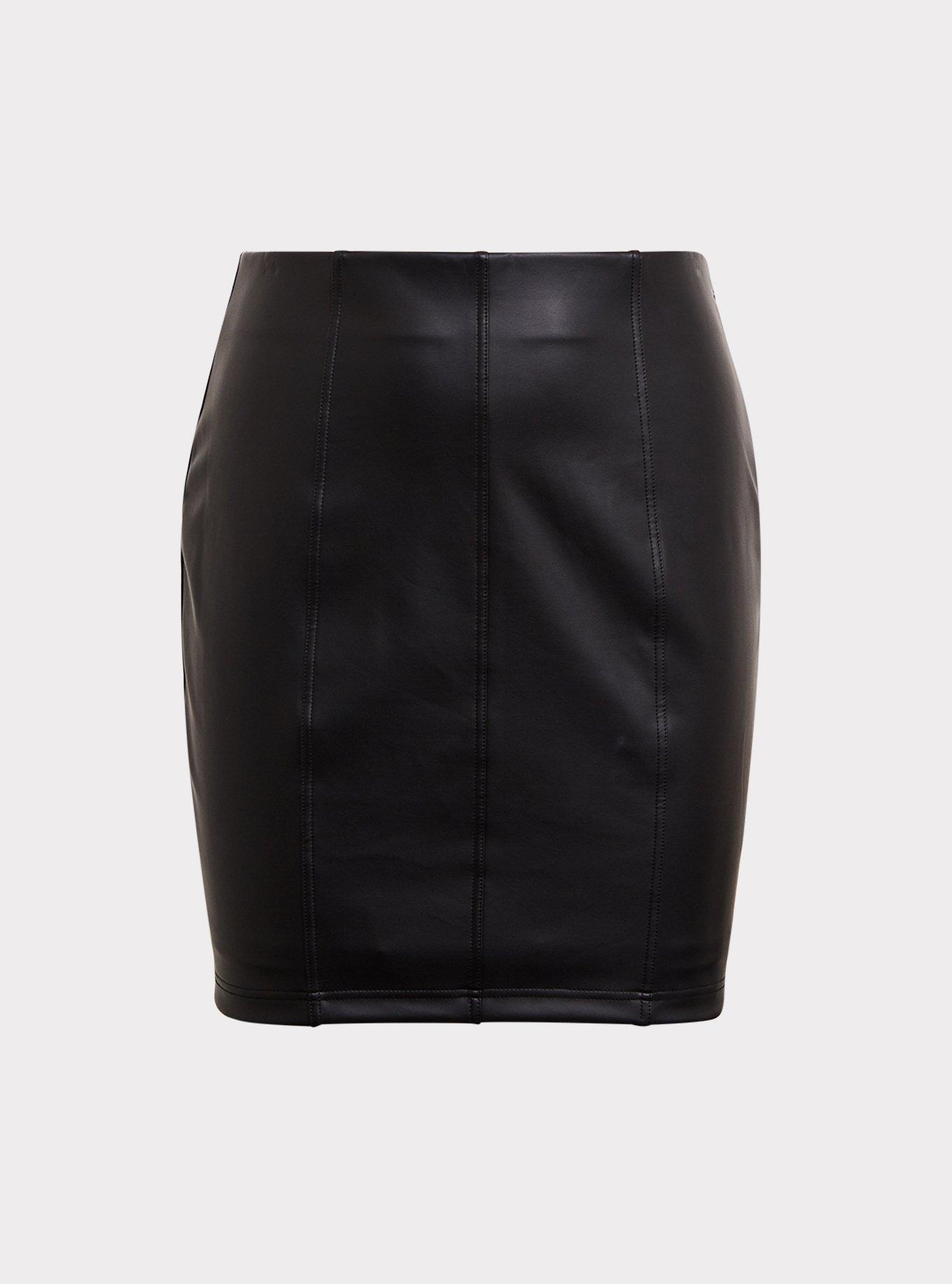 Black Faux Pleather Mini Skirt, , hi-res