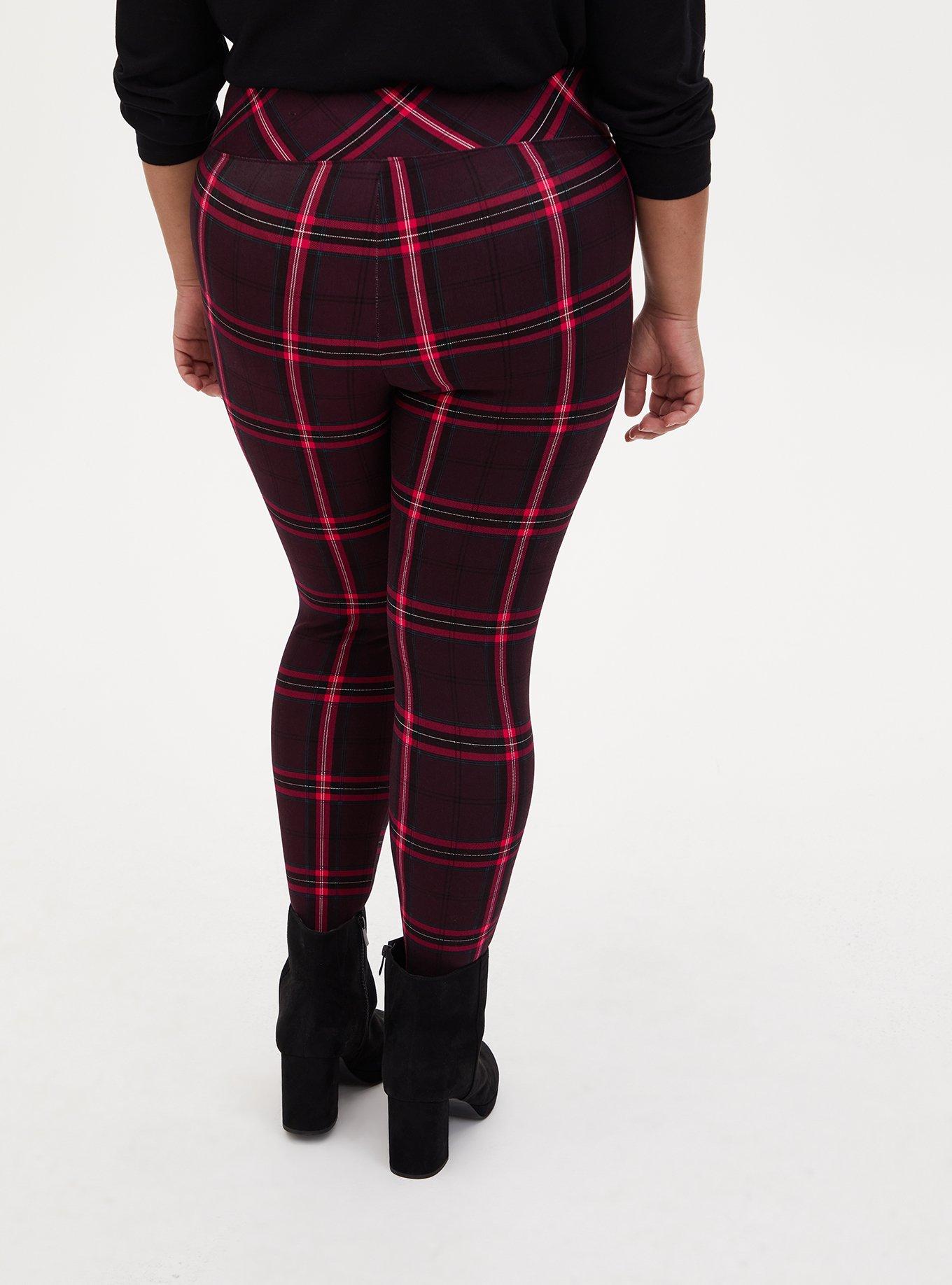 Pixie Skinny Studio Luxe Ponte High-Rise Pant, MAROON PLAID, alternate