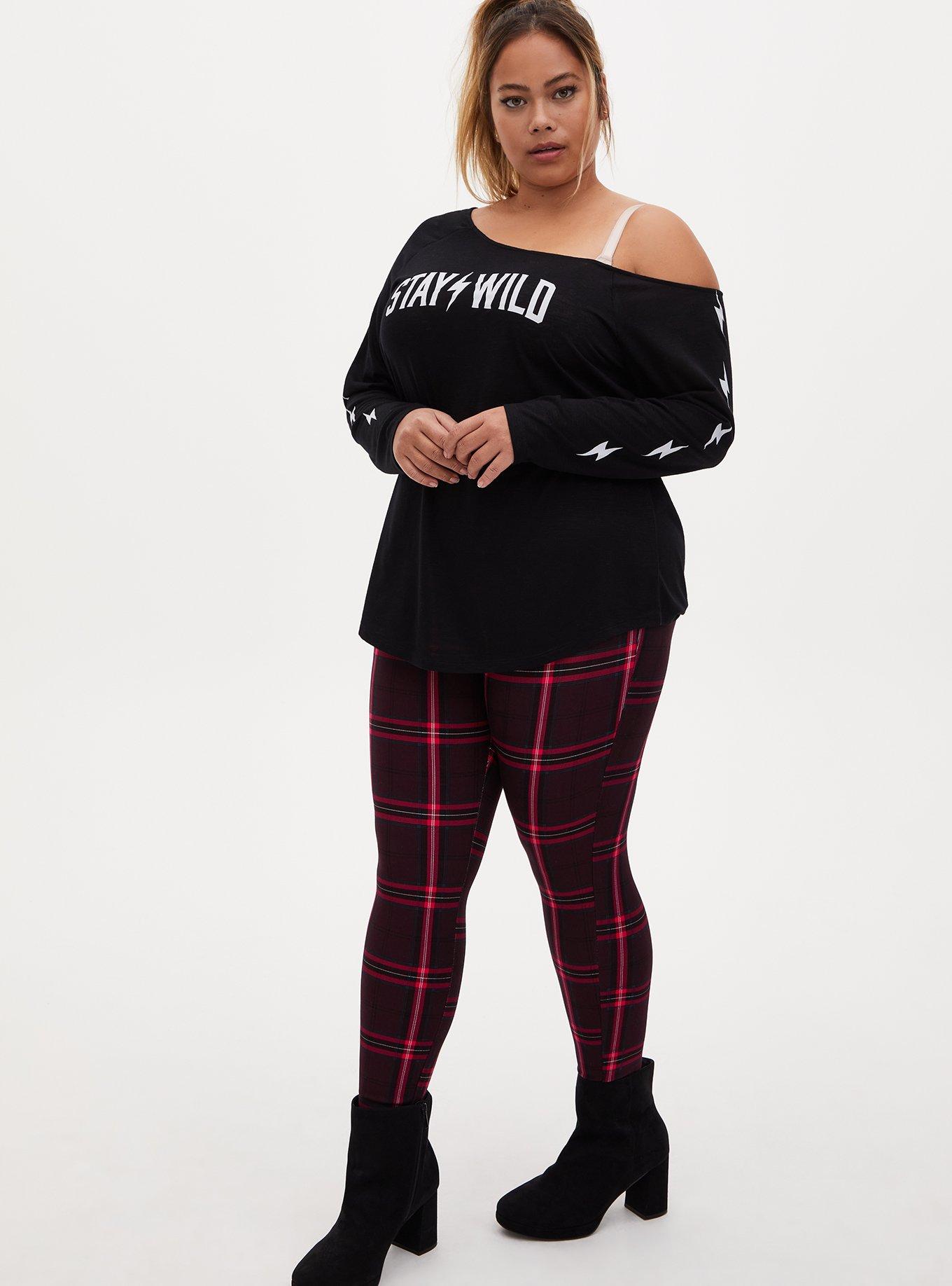 Pixie Skinny Studio Luxe Ponte High-Rise Pant, MAROON PLAID, alternate