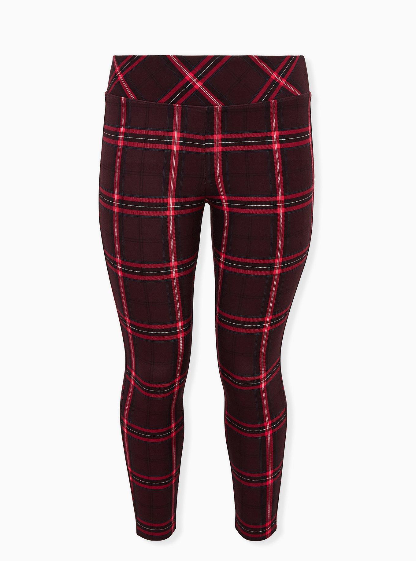 Pixie Skinny Studio Luxe Ponte High-Rise Pant, MAROON PLAID, hi-res