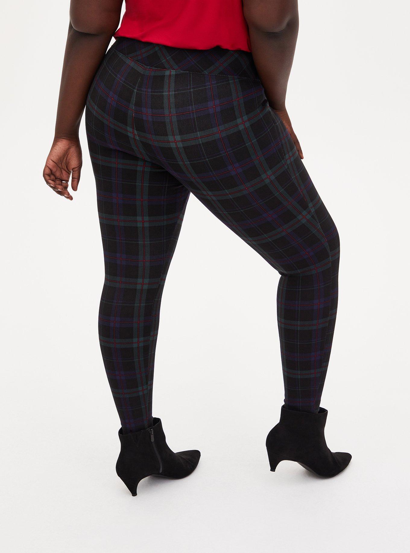 Plus Size Pixie Skinny Studio Luxe Ponte High-Rise Pant, BLUE GREEN PLAID, alternate