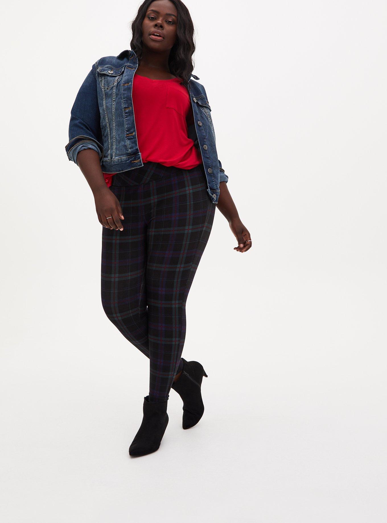 Plus Size Pixie Skinny Studio Luxe Ponte High-Rise Pant, BLUE GREEN PLAID, alternate