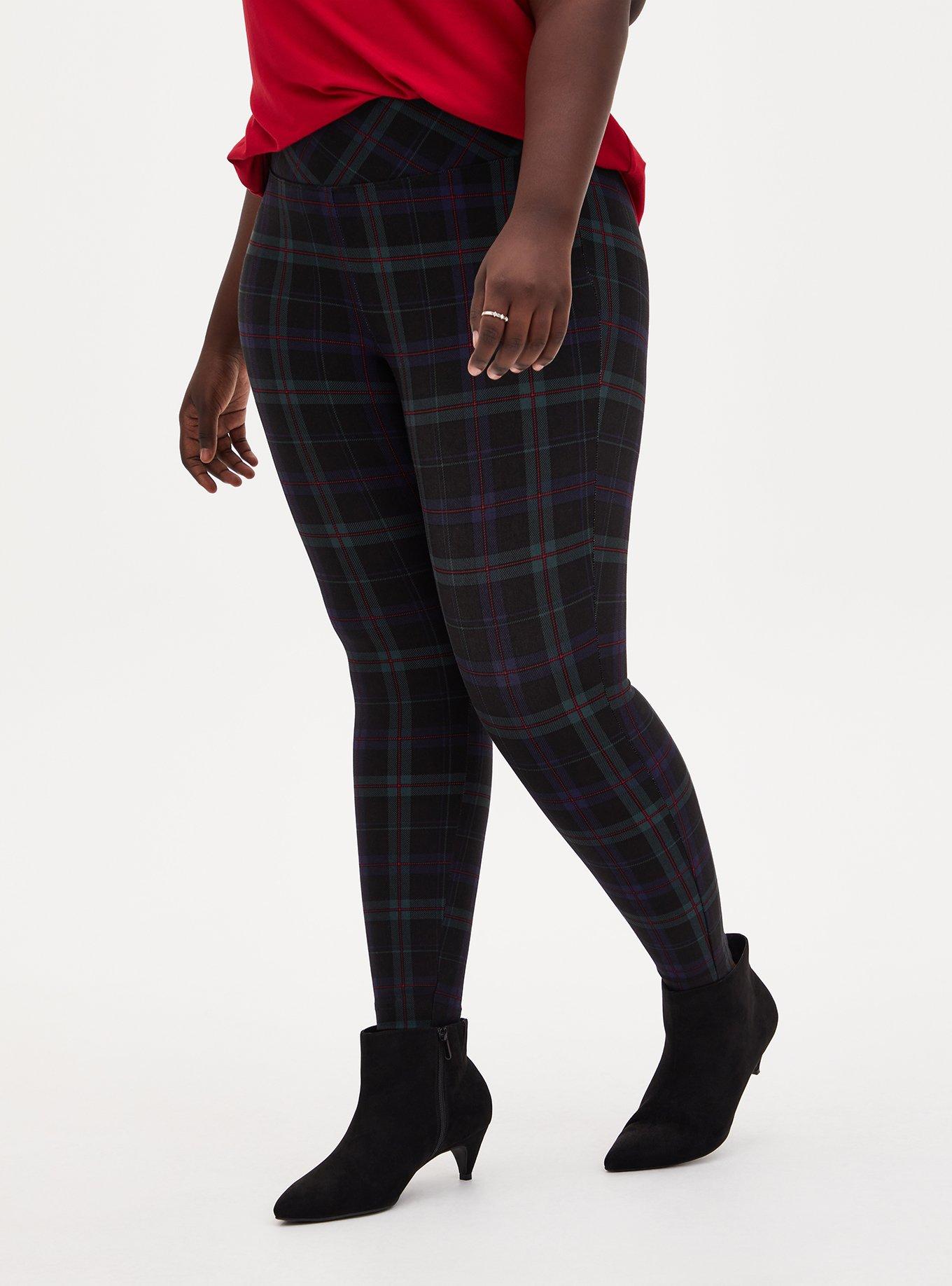 Plus Size Pixie Skinny Studio Luxe Ponte High-Rise Pant, BLUE GREEN PLAID, hi-res