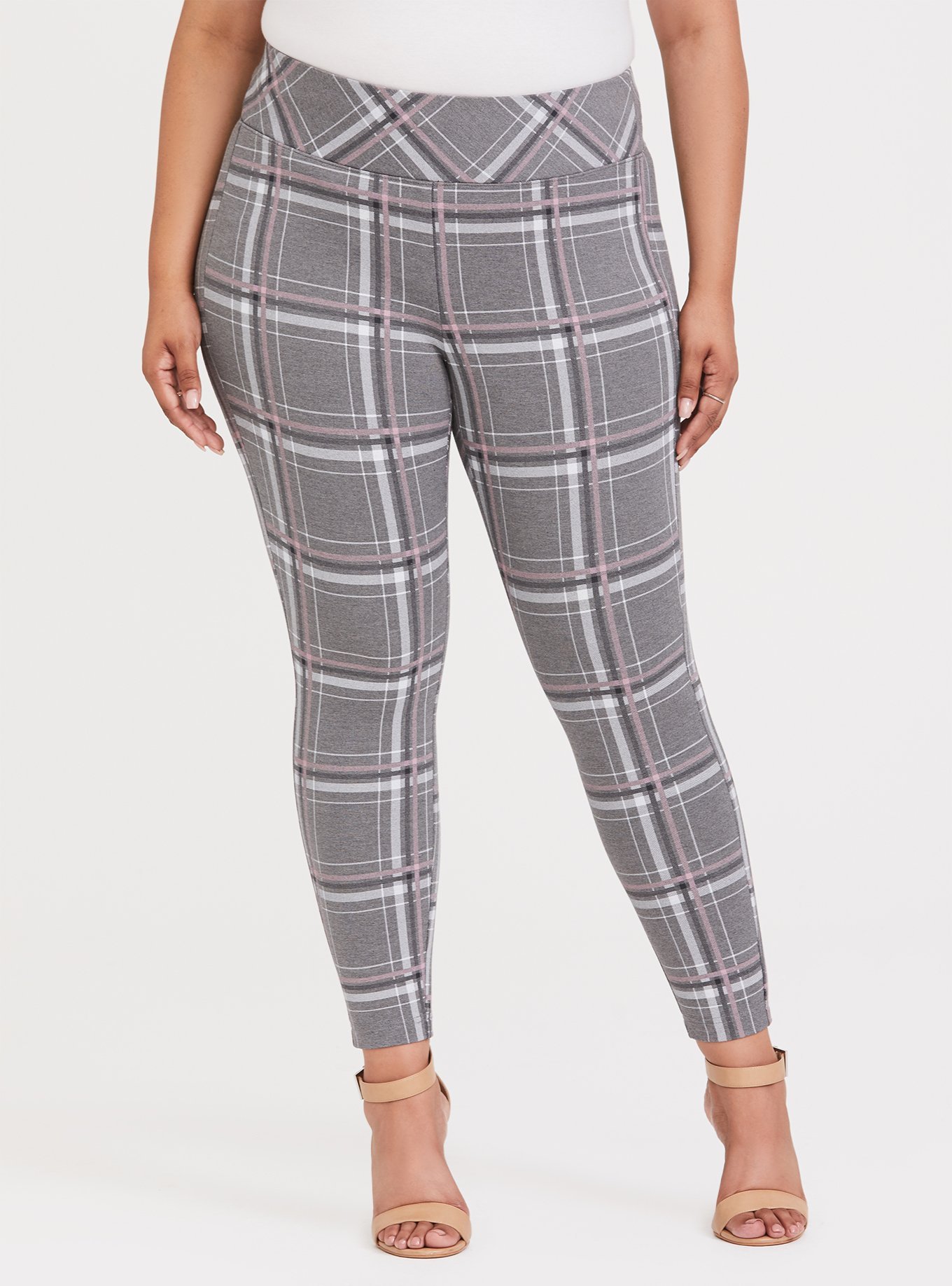 Plus Size - Studio Ponte Slim Fix Pixie Pant - Grey Plaid - Torrid