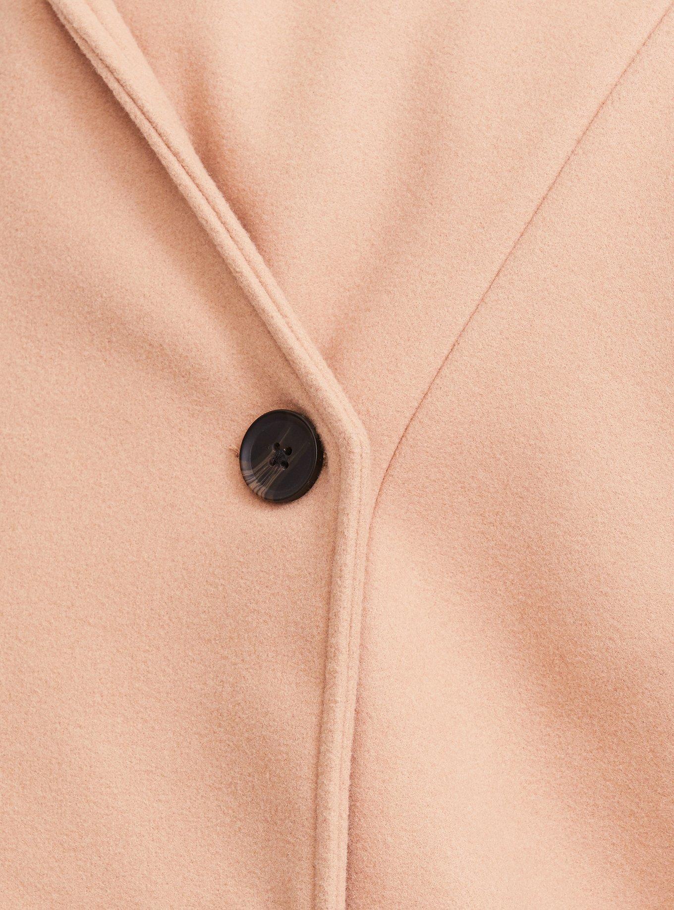 Plus Size Beige Brushed Asymmetrical A-Line Coat, CAMEL, alternate