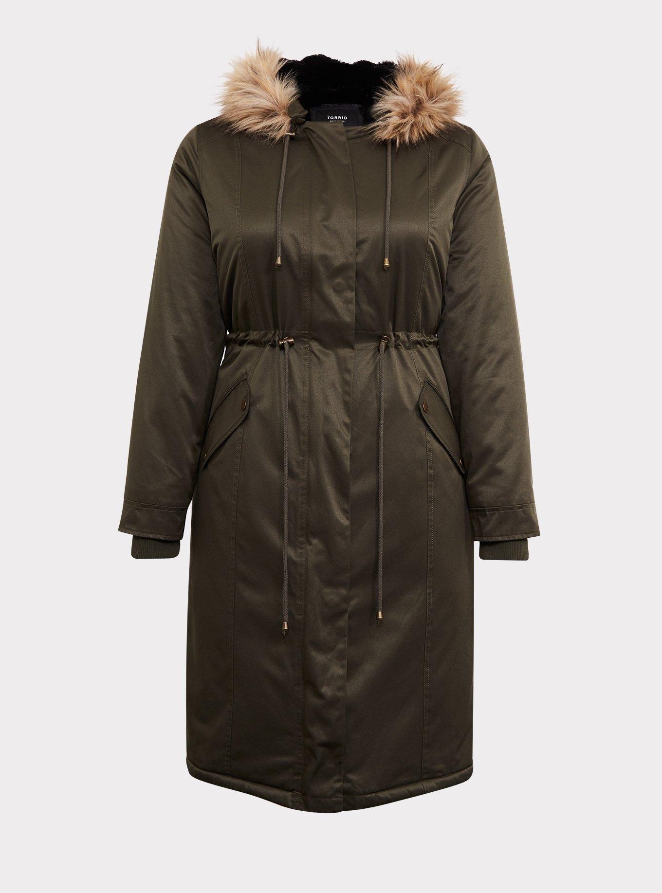Twill Fur Trim Parka, , hi-res