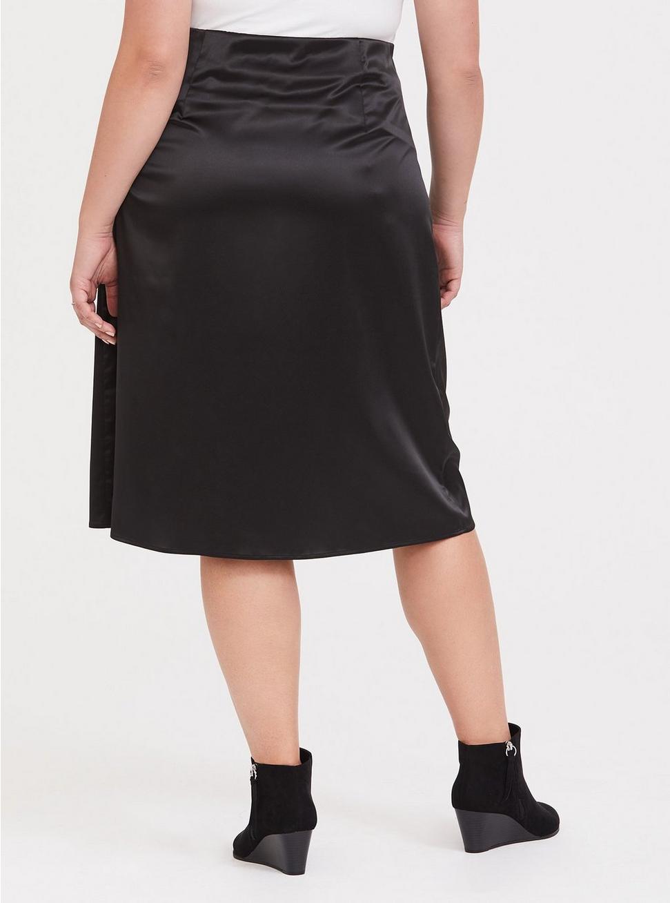 Black Satin Slip Skirt, DEEP BLACK, alternate