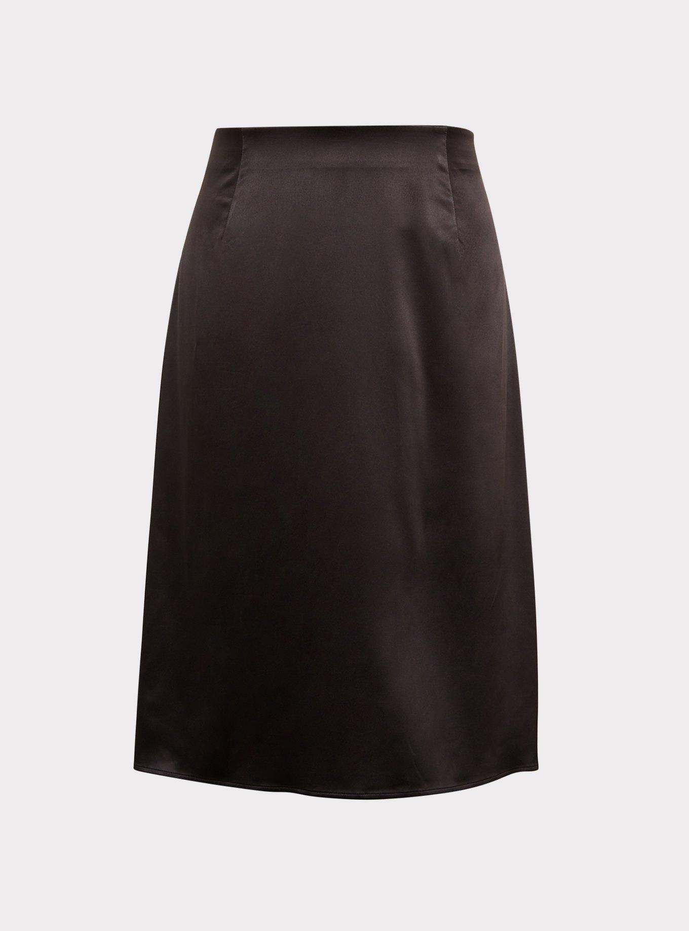 Black Satin Slip Skirt, , hi-res