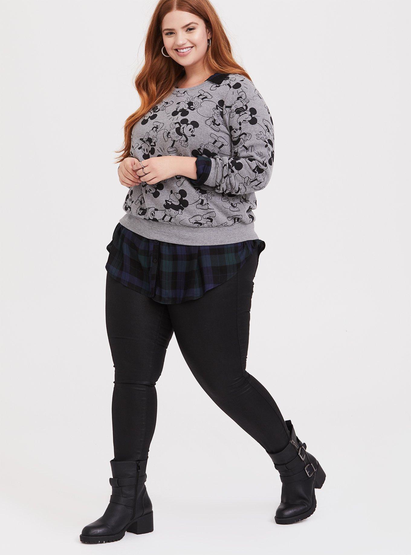 Plus Size - Disney Mickey Mouse Print Grey Sweatshirt - Torrid