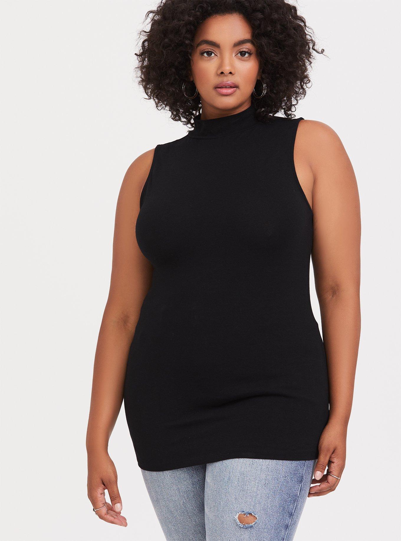 Women Sleeveless Mock Neck Turtleneck Body Shaping Slim Fitted Shirts Plus  Size