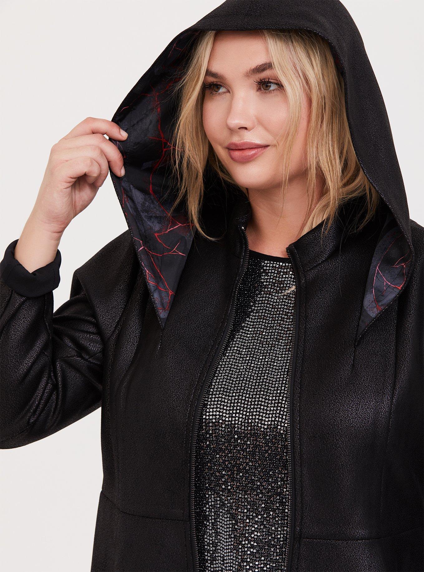 Plus Size Her Universe Star Wars Episode 9 Kylo Ren Black Faux Suede Hooded Coat Torrid