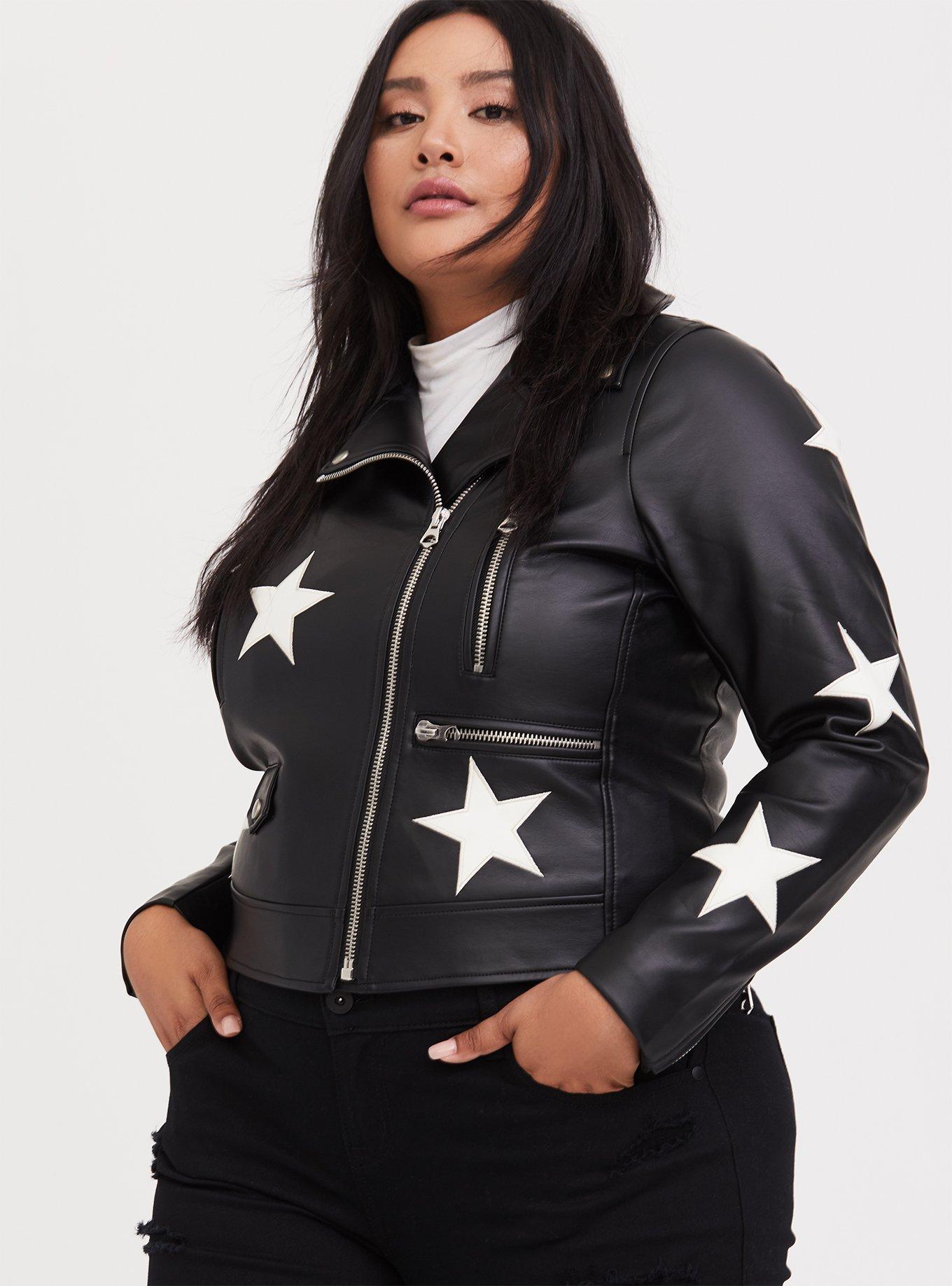 Star faux 2025 leather jacket