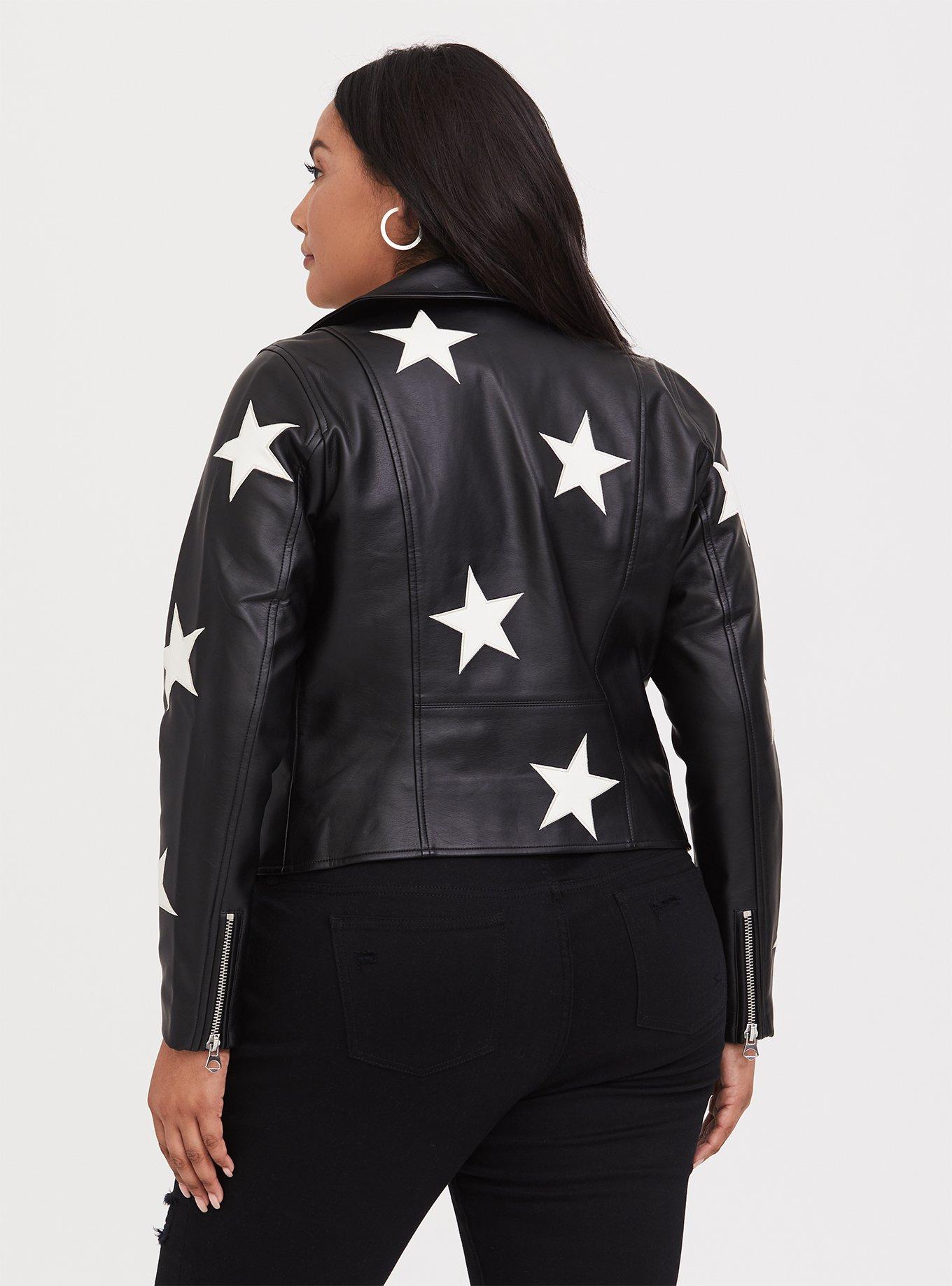 Star faux 2025 leather jacket