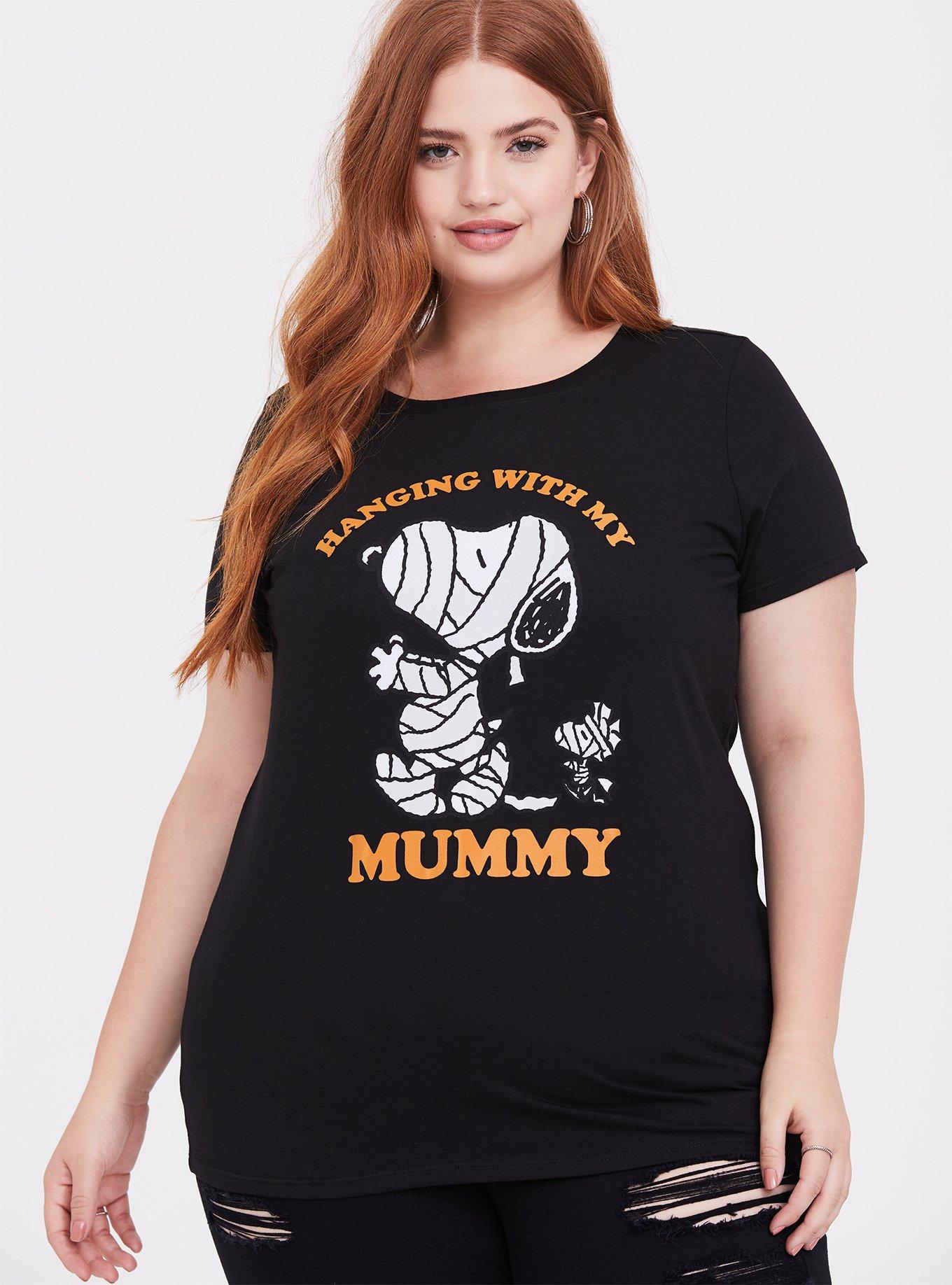 Peanuts Mummy Snoopy Black Crew Tee, DEEP BLACK, alternate