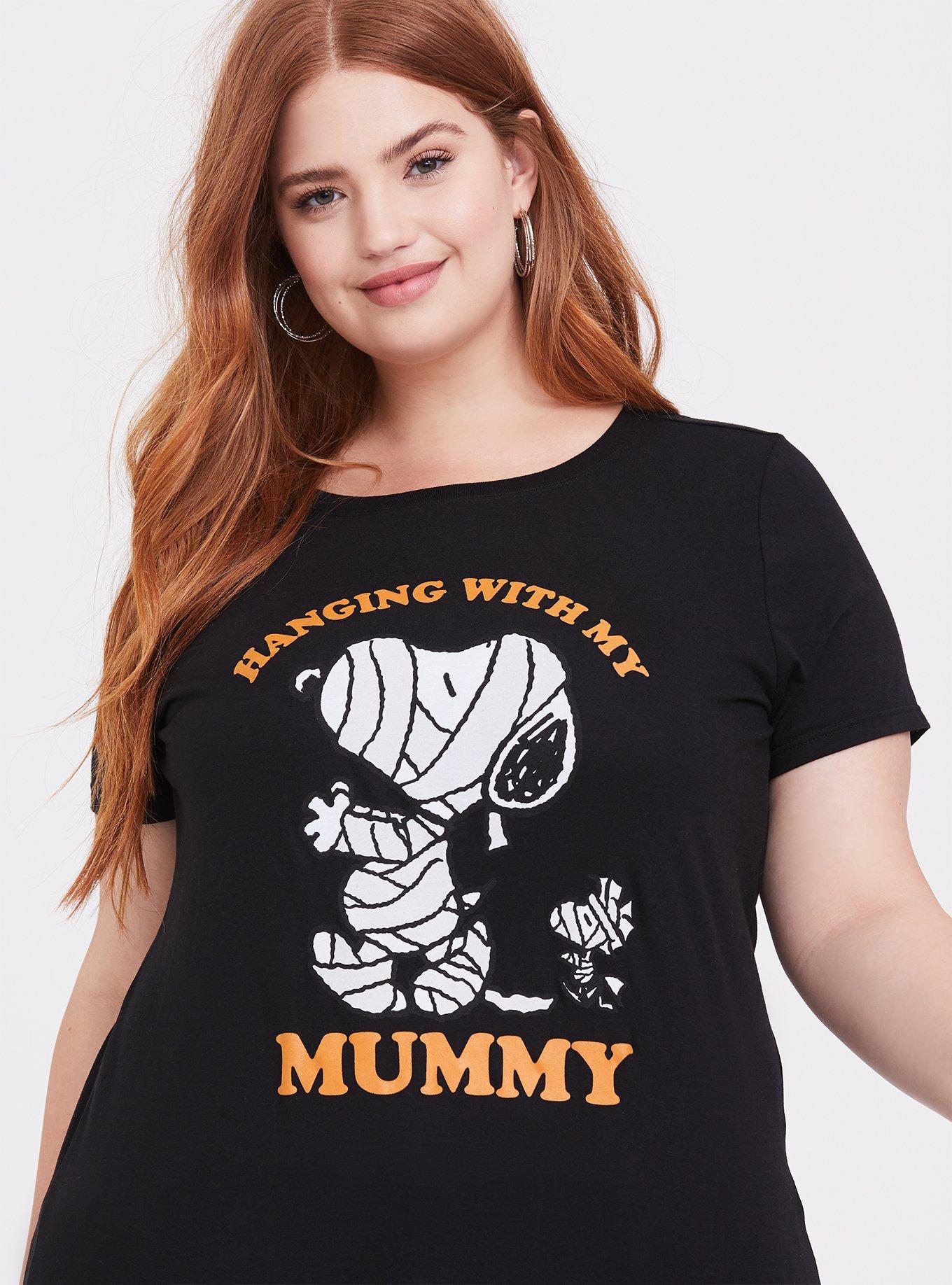 Peanuts Mummy Snoopy Black Crew Tee, DEEP BLACK, hi-res