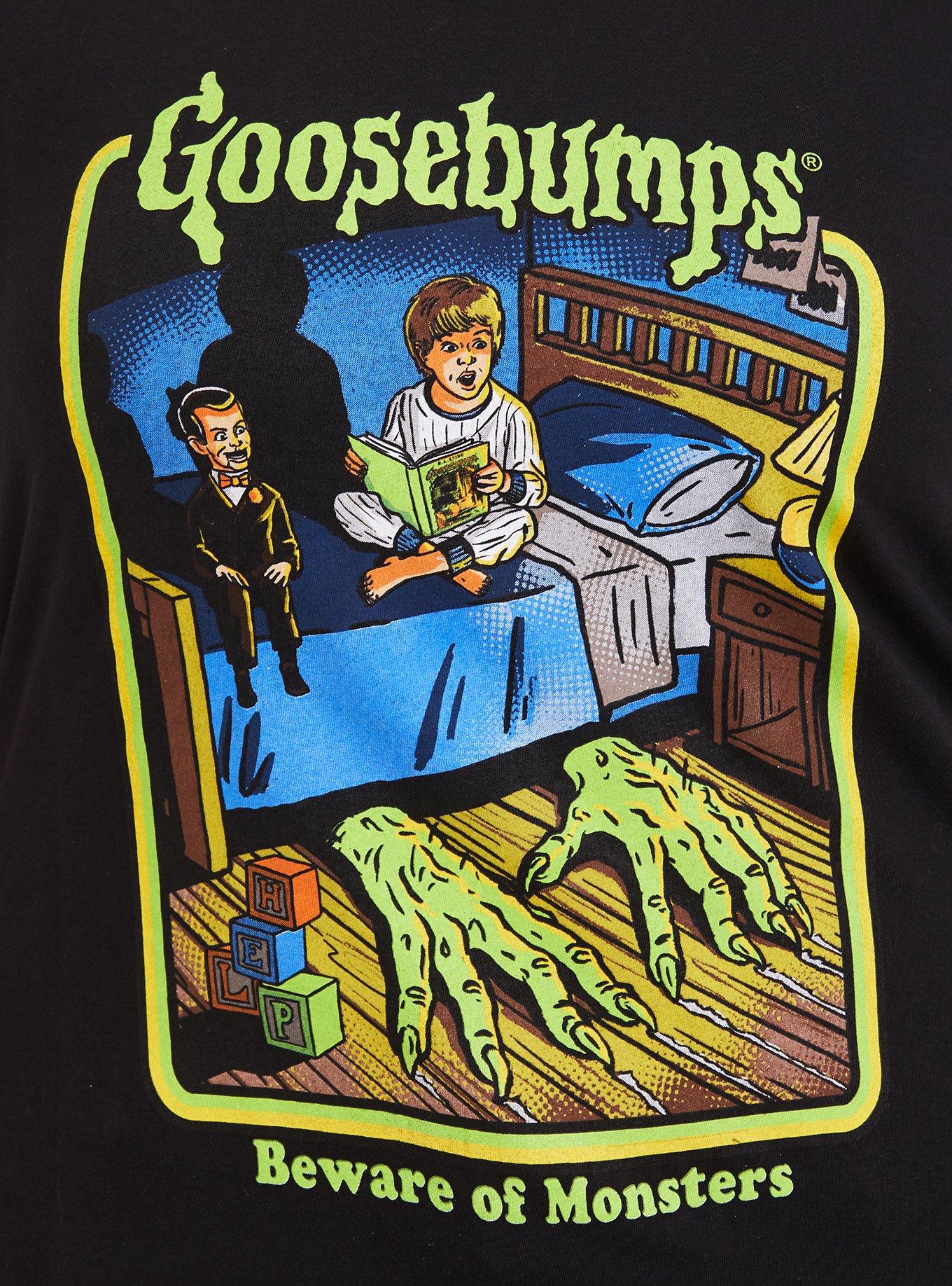Plus Size Goosebumps Beware Of Monsters Black Slim Fit Crew Tee, DEEP BLACK, alternate
