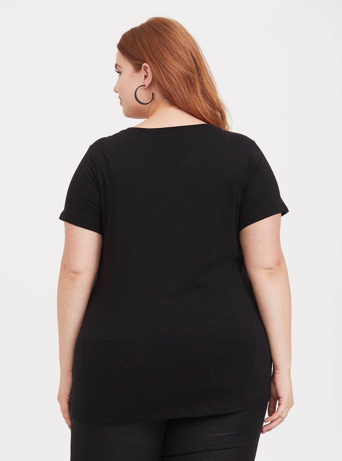 Plus Size Goosebumps Beware Of Monsters Black Slim Fit Crew Tee, DEEP BLACK, alternate