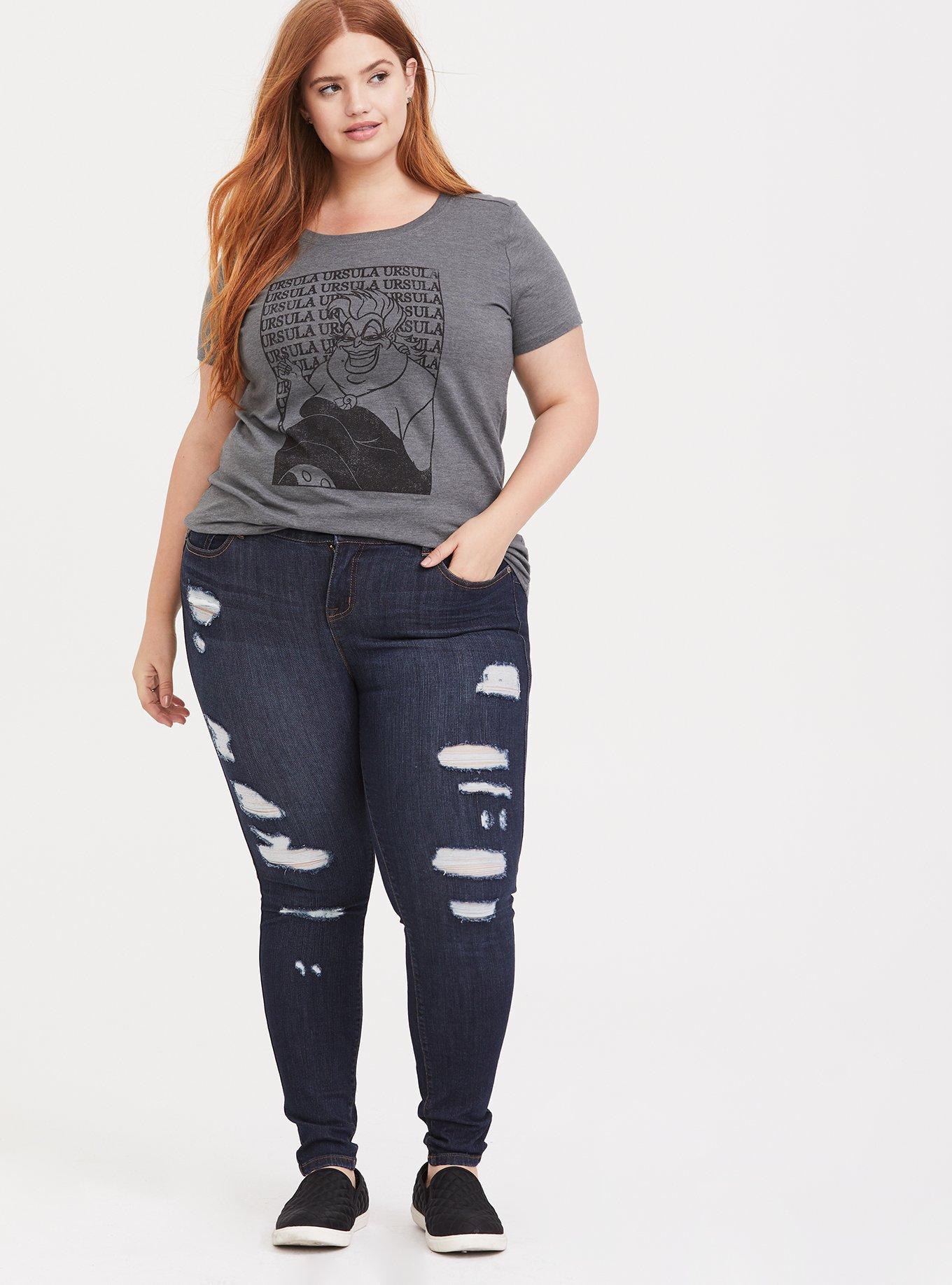 Disney Villains Ursula Dark Grey Slim Fit Crew Top, MEDIUM HEATHER GREY, alternate