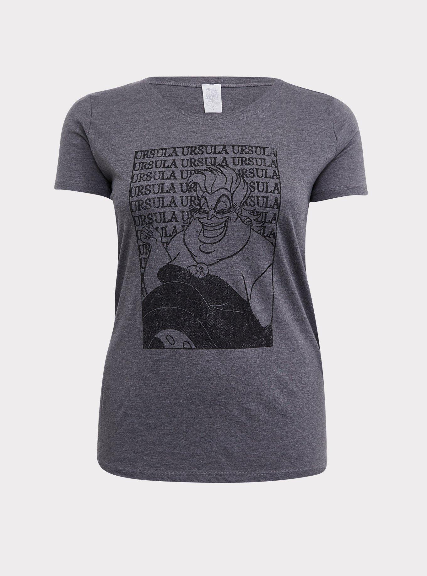 Disney Villains Ursula Dark Grey Slim Fit Crew Top, MEDIUM HEATHER GREY, hi-res