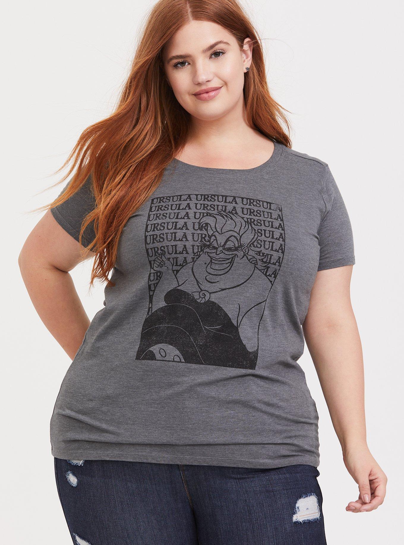 Disney Villains Ursula Dark Grey Slim Fit Crew Top, MEDIUM HEATHER GREY, hi-res