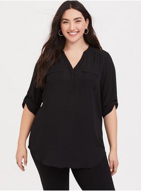Plus Size - Harper Georgette Pullover 3/4 Sleeve Tunic Plus Size - Harper Georgette Pullover 3/4 Sleeve Tunic