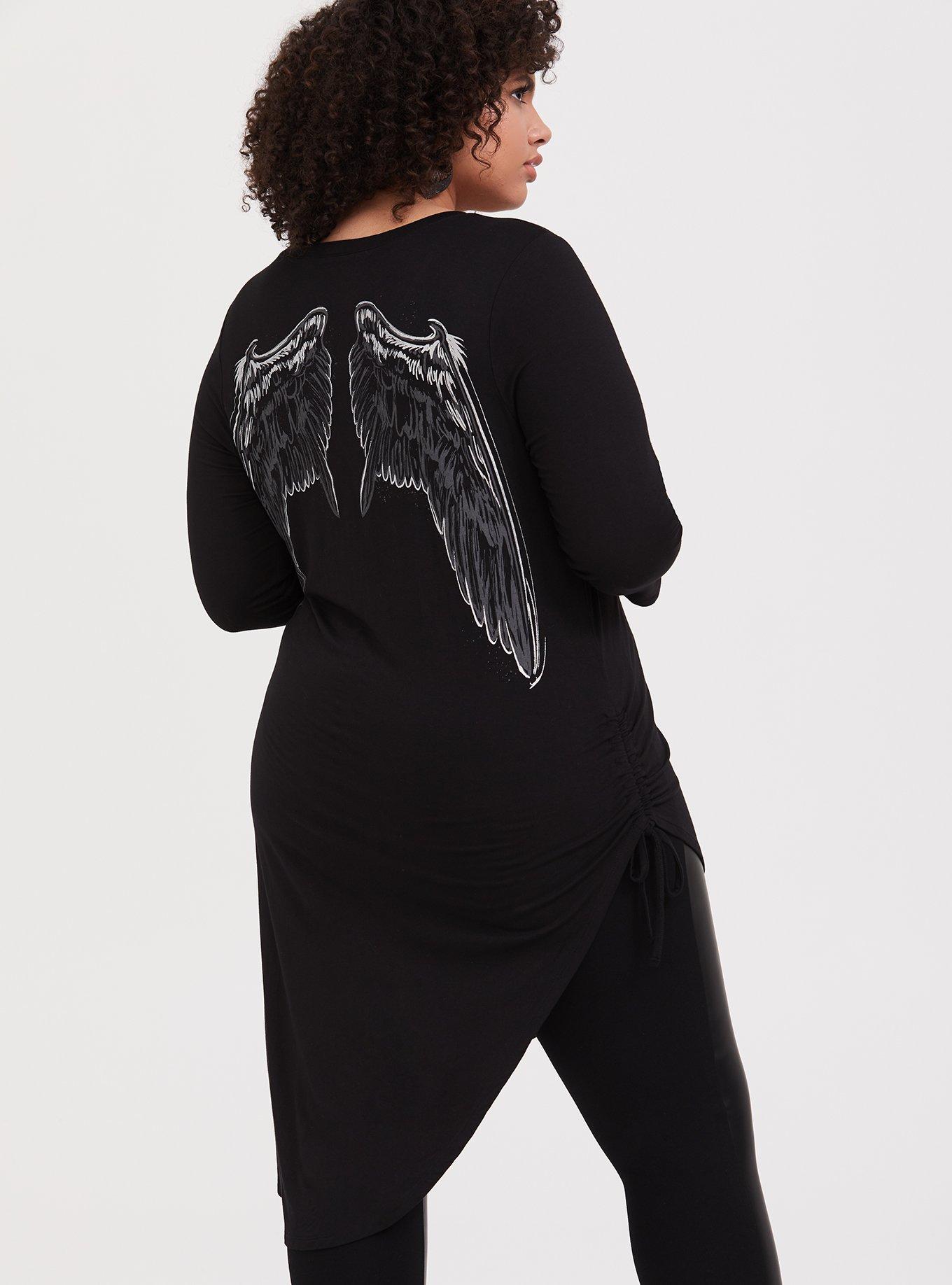 Her Universe Disney Maleficent 2 Wing Back Black Asymmetrical Top, DEEP BLACK, hi-res